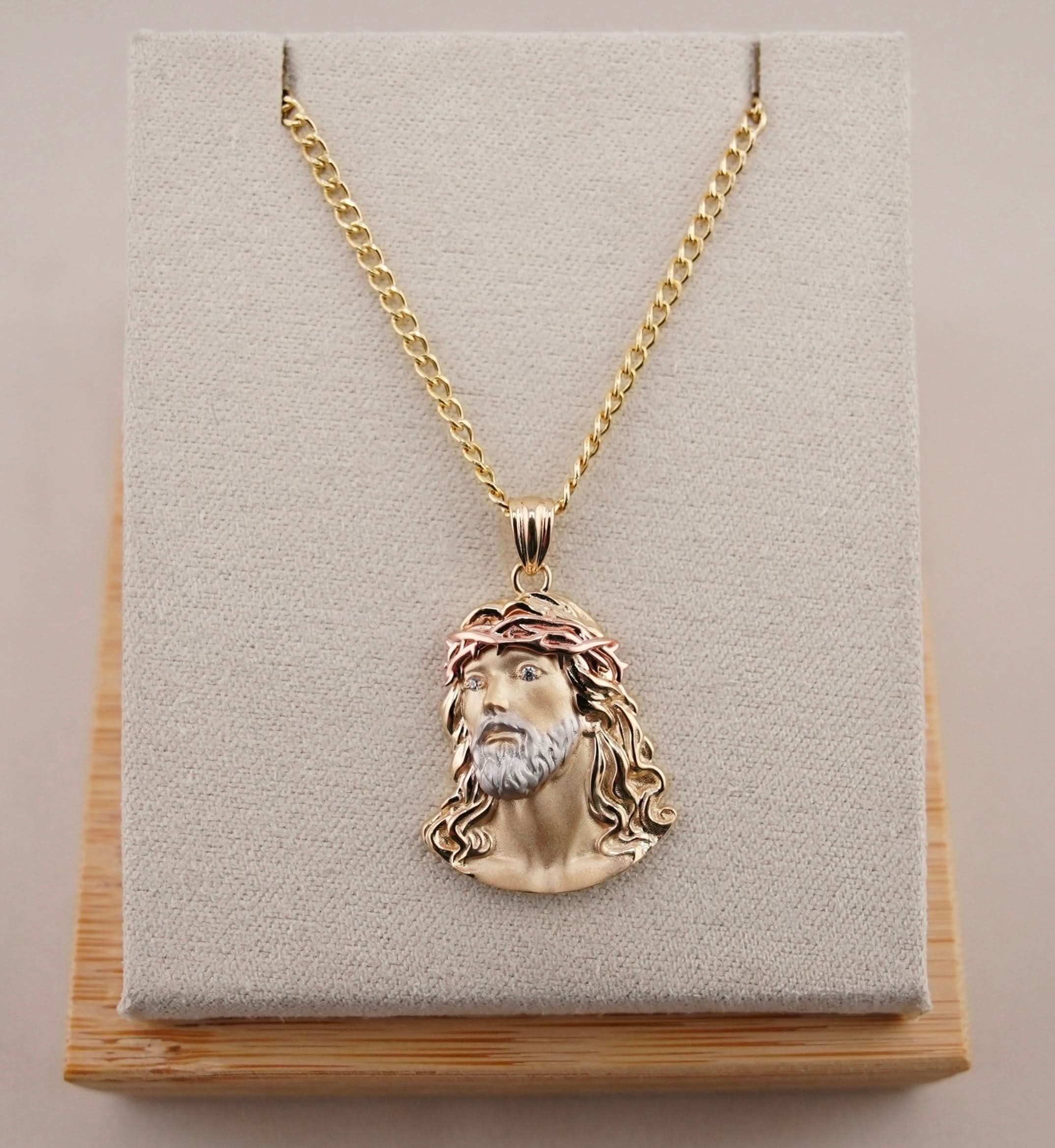 14k Gold Small Jesus Chain Set