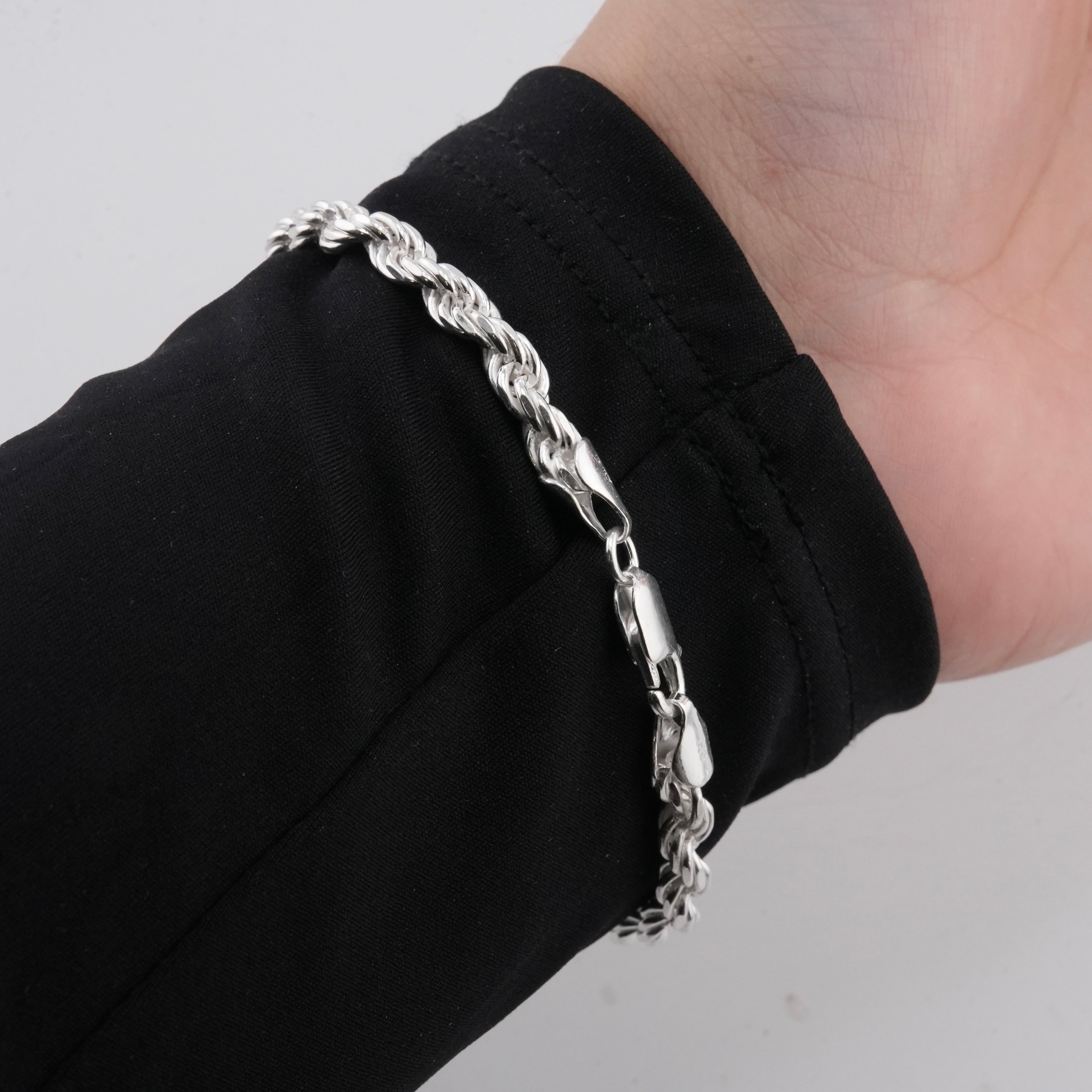 Silver 925  5mm Rope Bracelet .
