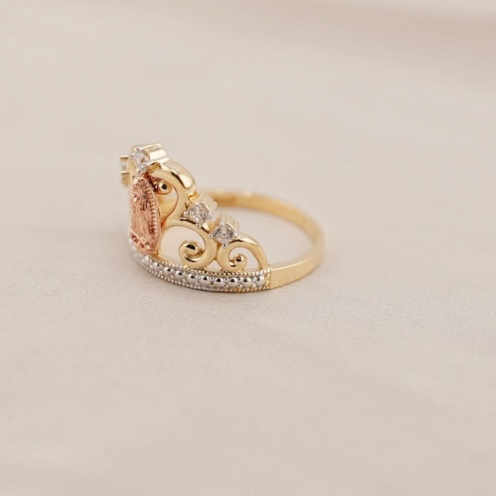 14k Gold Virgencita Crown Ring