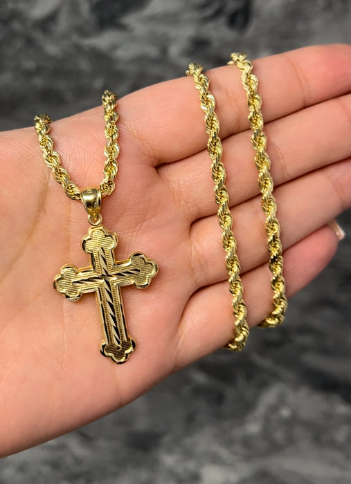 14k Gold Cross Pendant or Chain Set