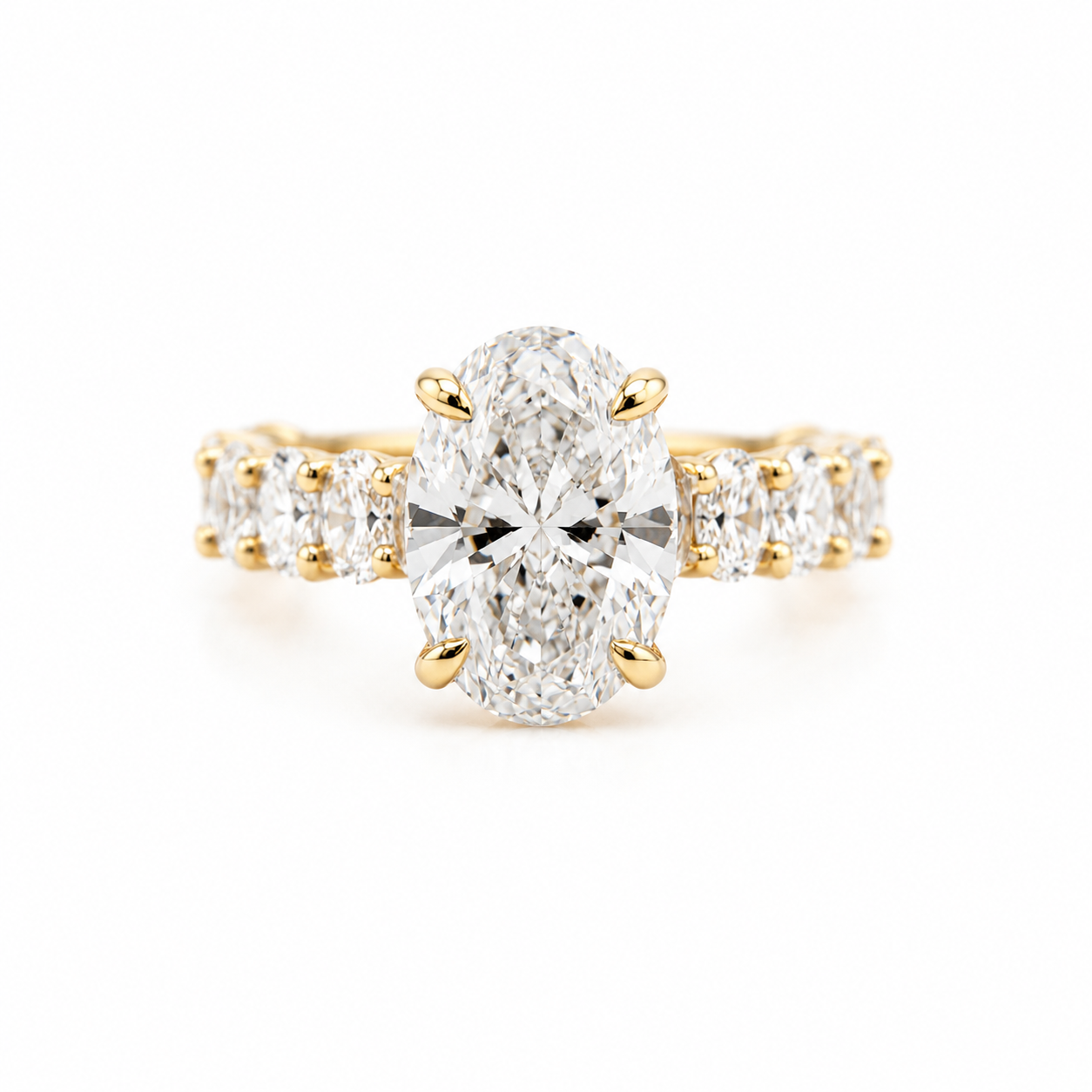 14k Gold Oval Lab Diamond Ring 5.21ct