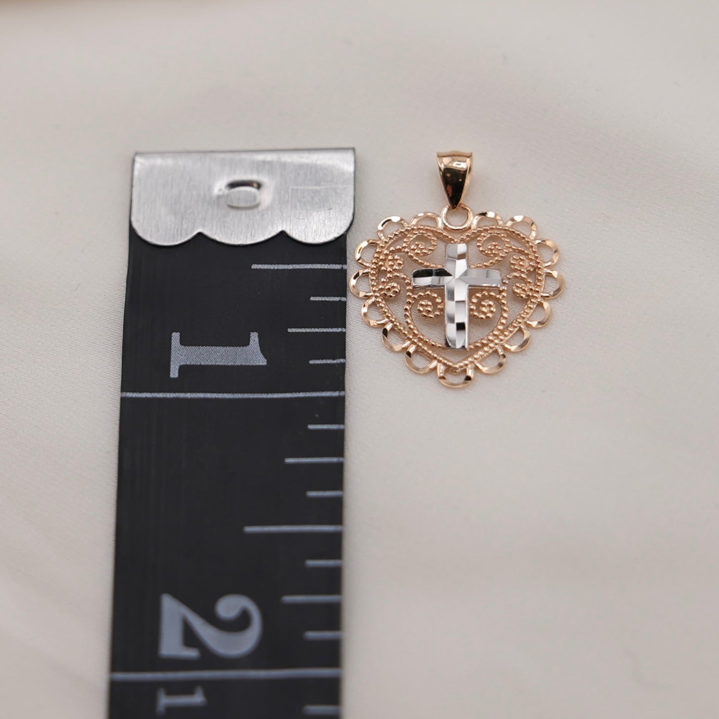14k Gold Heart Cross Chain Set