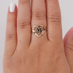 14K Gold Initial Heart Women’s Ring . RG-2346