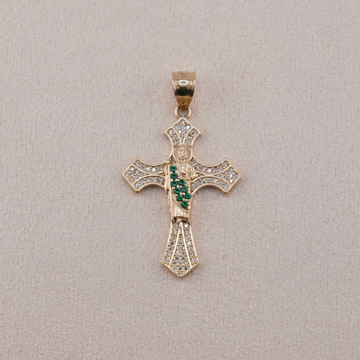 14k Gold San Judas Cross Pendant