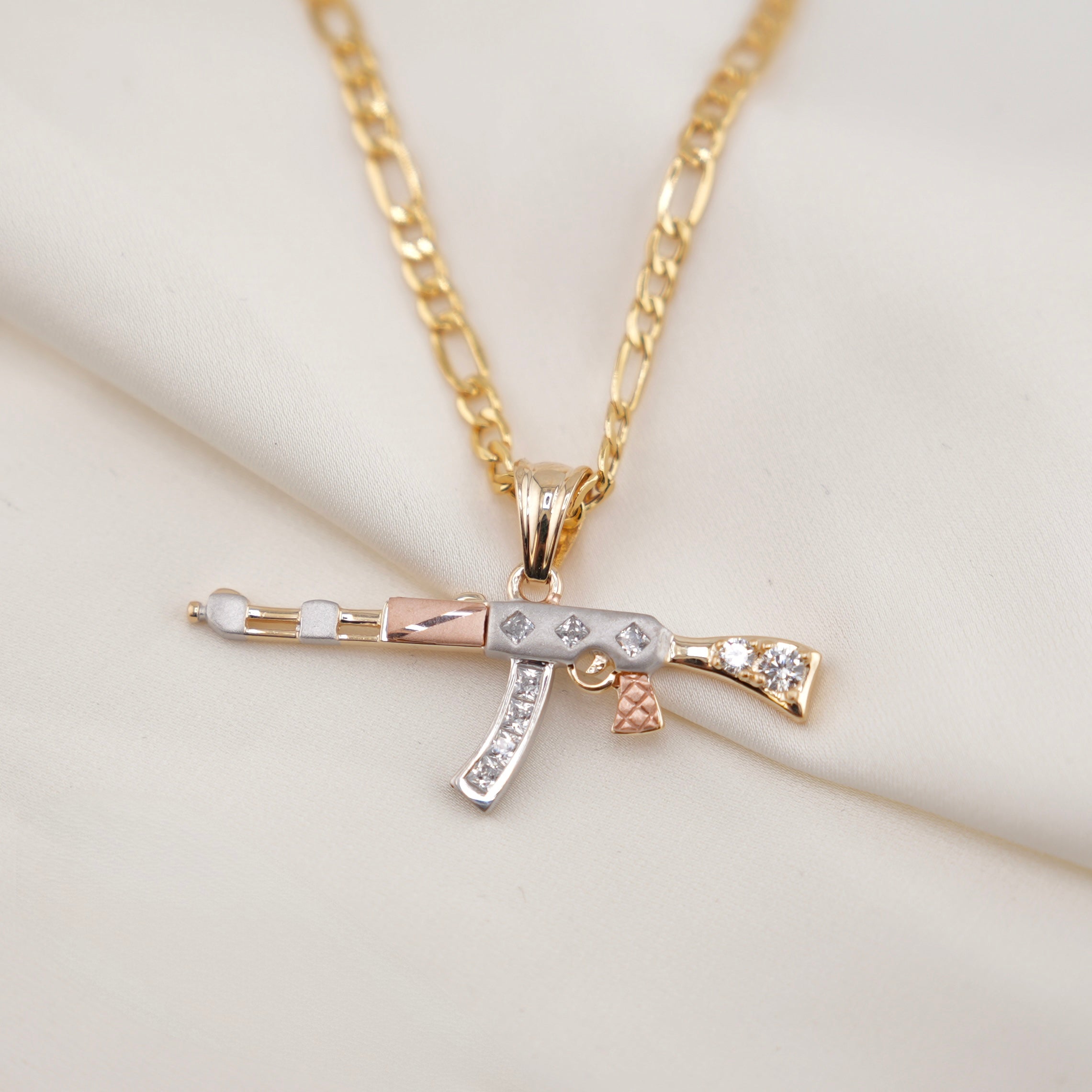 14k Gold Small Gun Chain Set