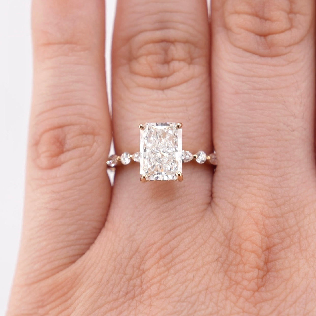 14k Gold Radiant Lab Diamond Ring 3.02ct