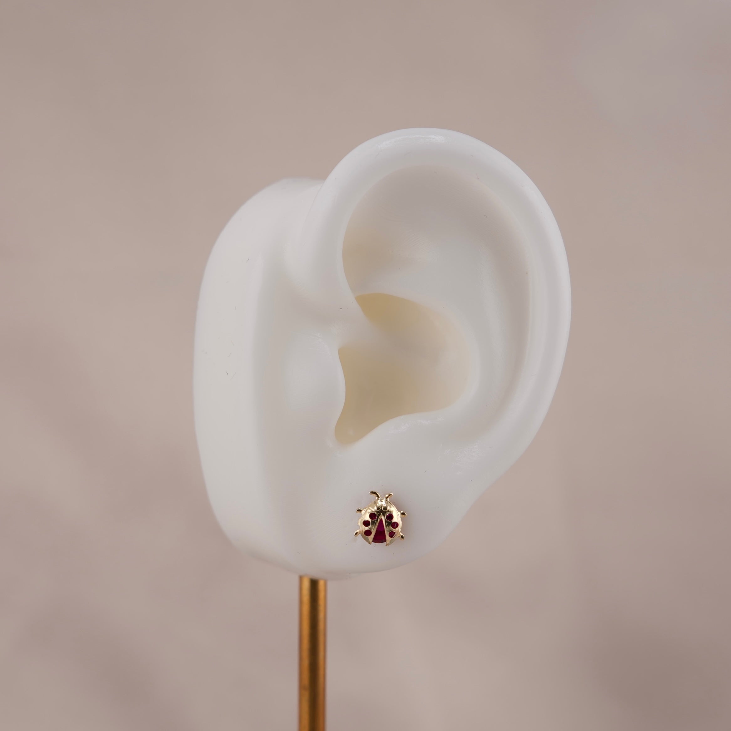 14k Gold Ladybug Earrings