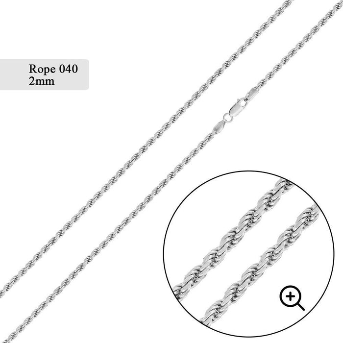 Silver Rope Chain 2mm 22inch ( medium size )