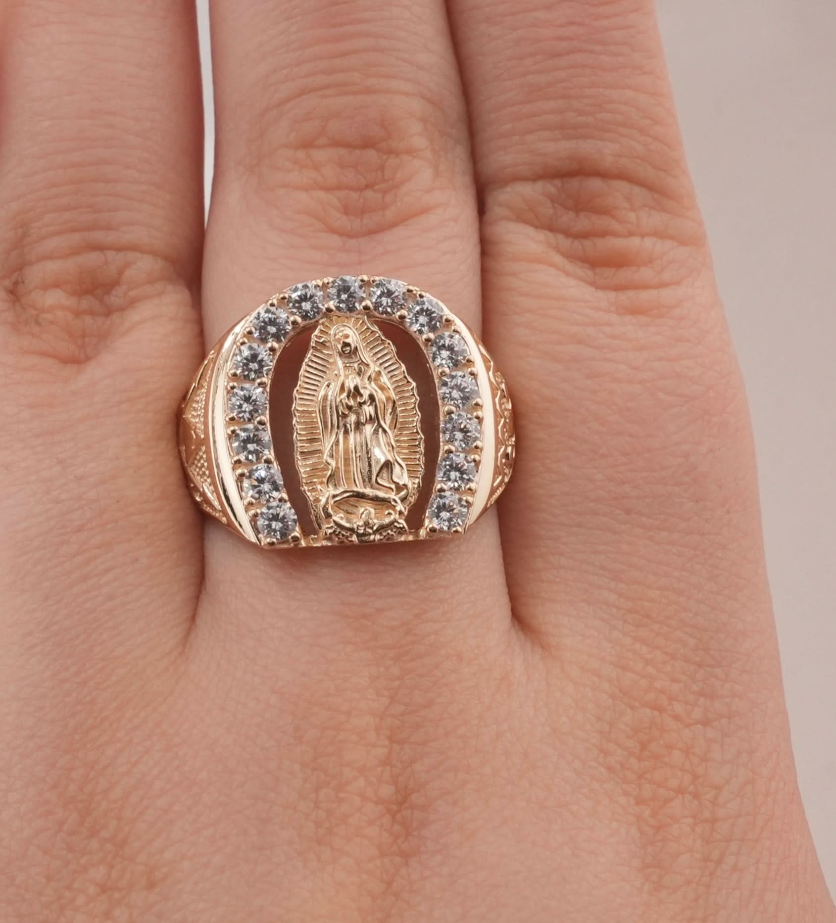 14K Gold Virgencita Men's Ring