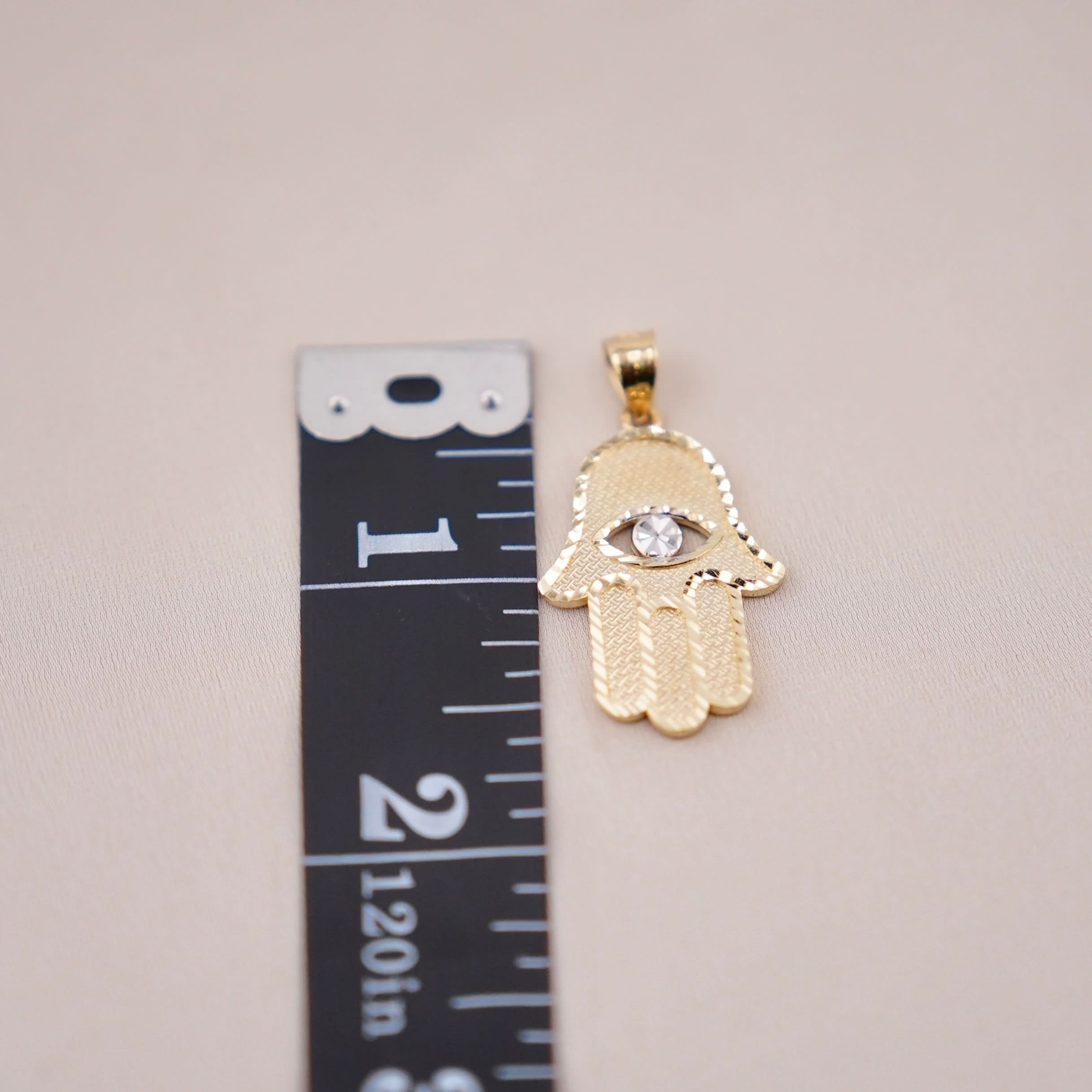 14k Gold Large Hamsa Pendant