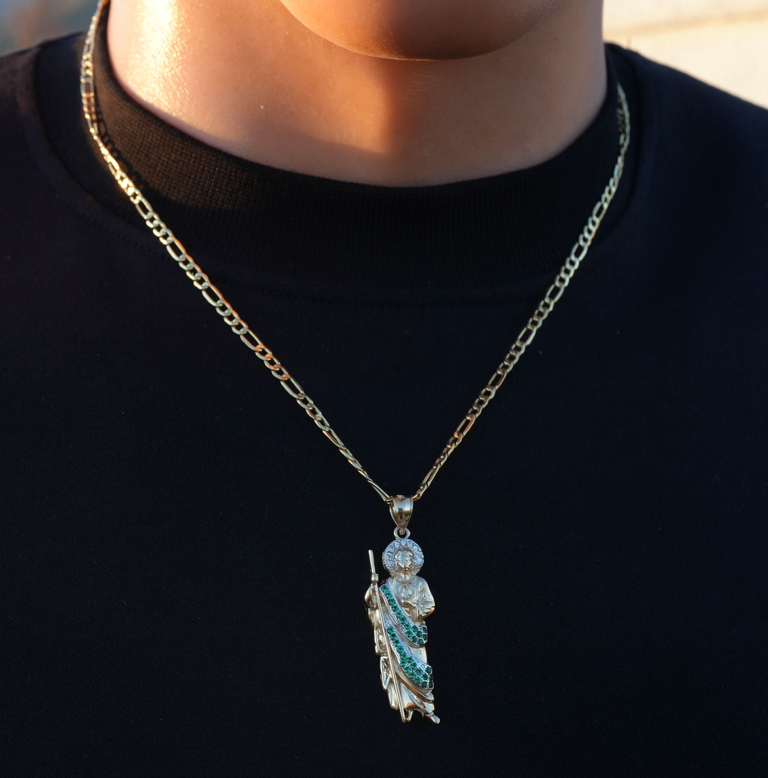 14k Gold San Judas Pendant or Chain Set .