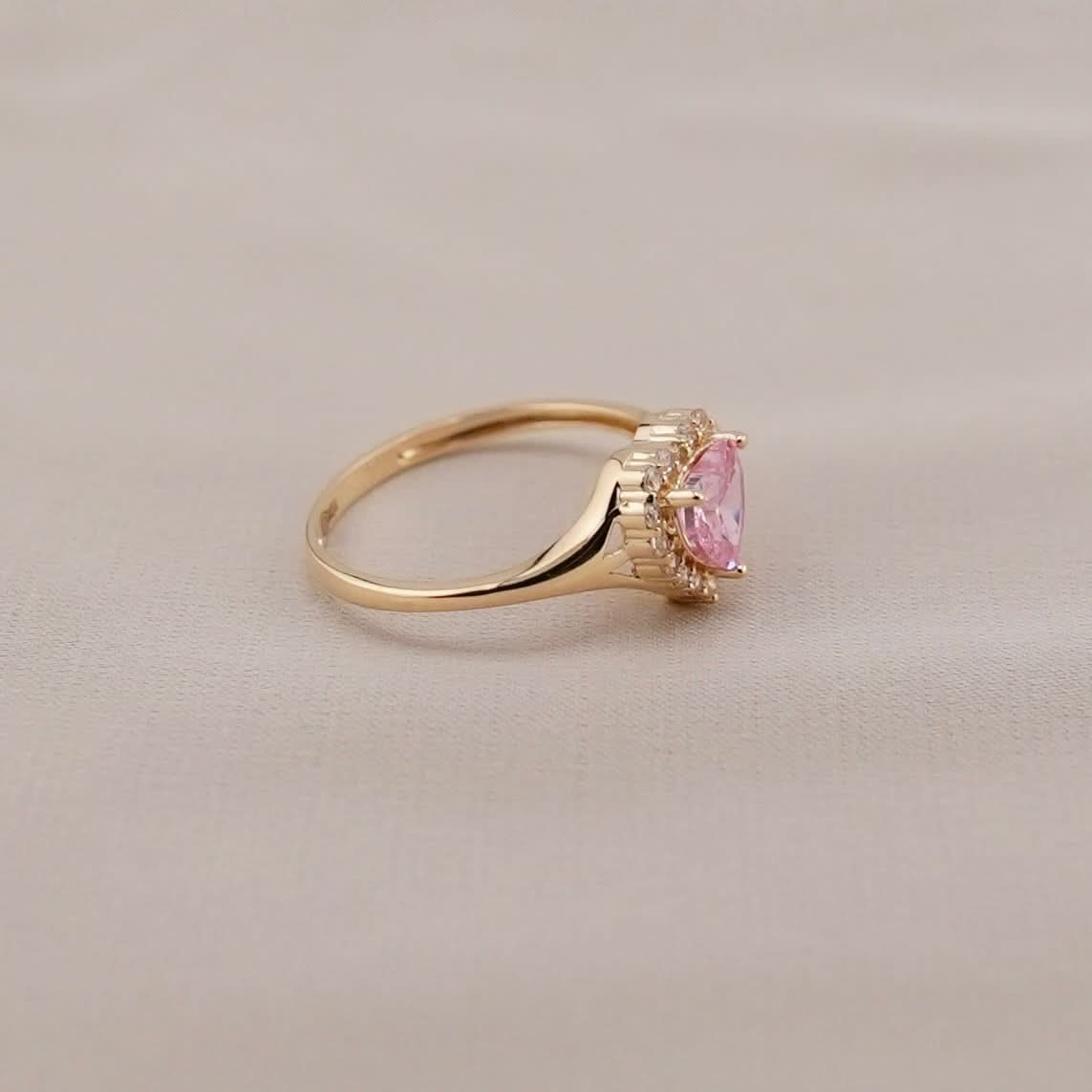 14k Gold Women’s Light Pink Heart Ring