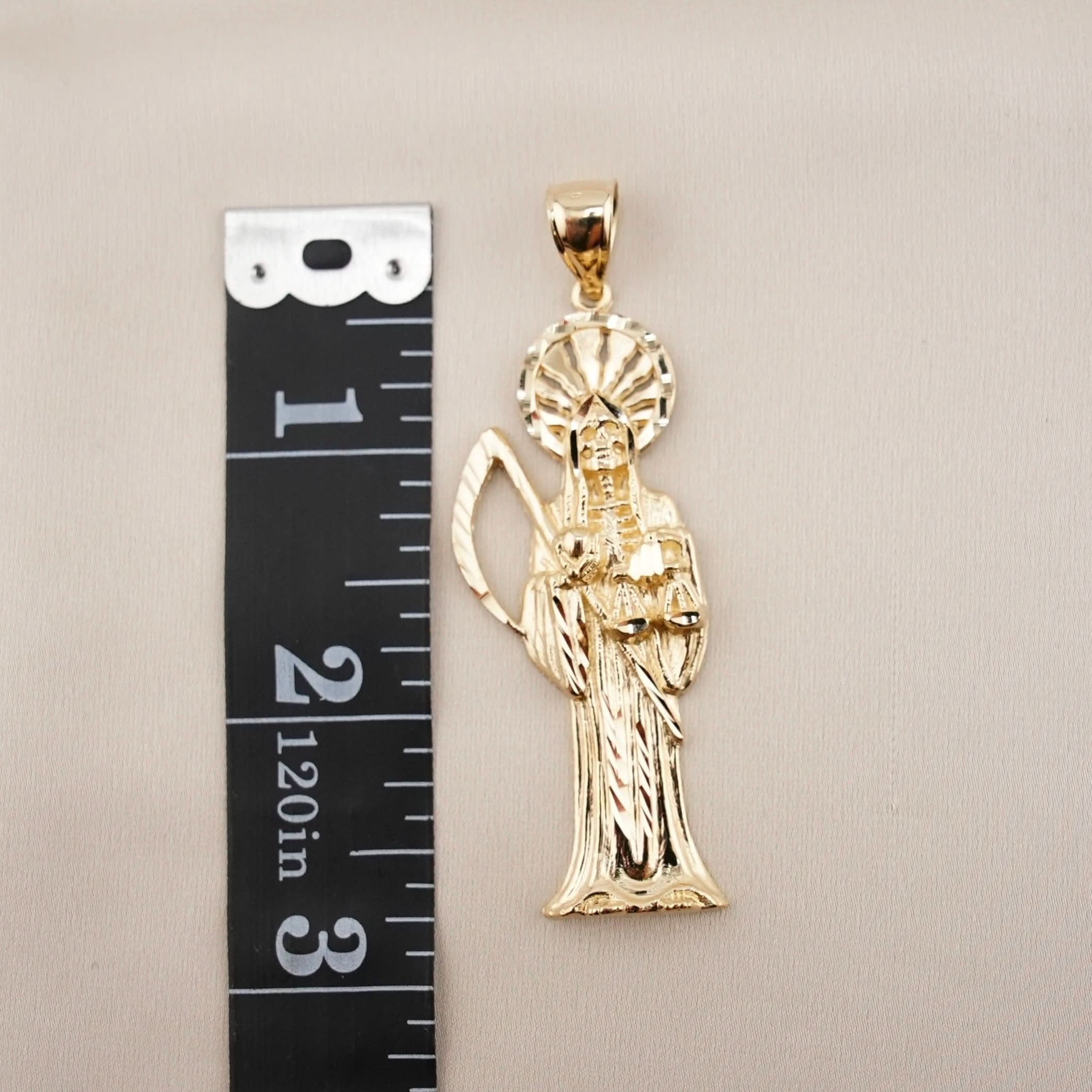 14k Gold Large Santa Muerte Chain Set