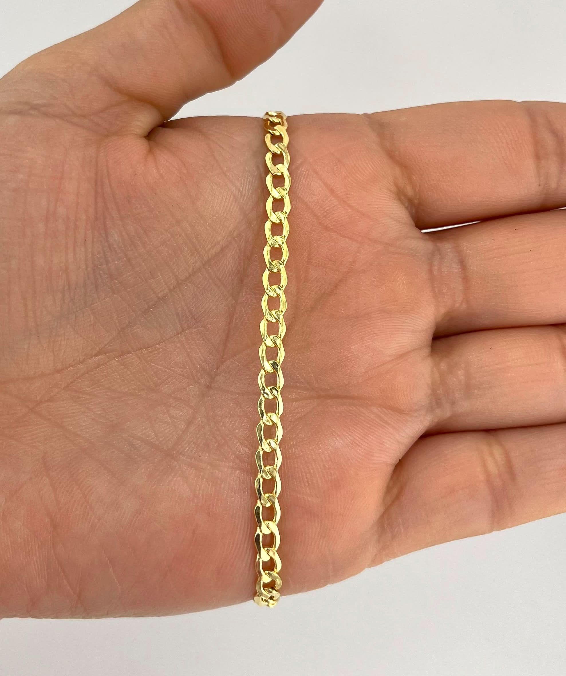 14k Gold Hollow Curb Bracelet 4mm