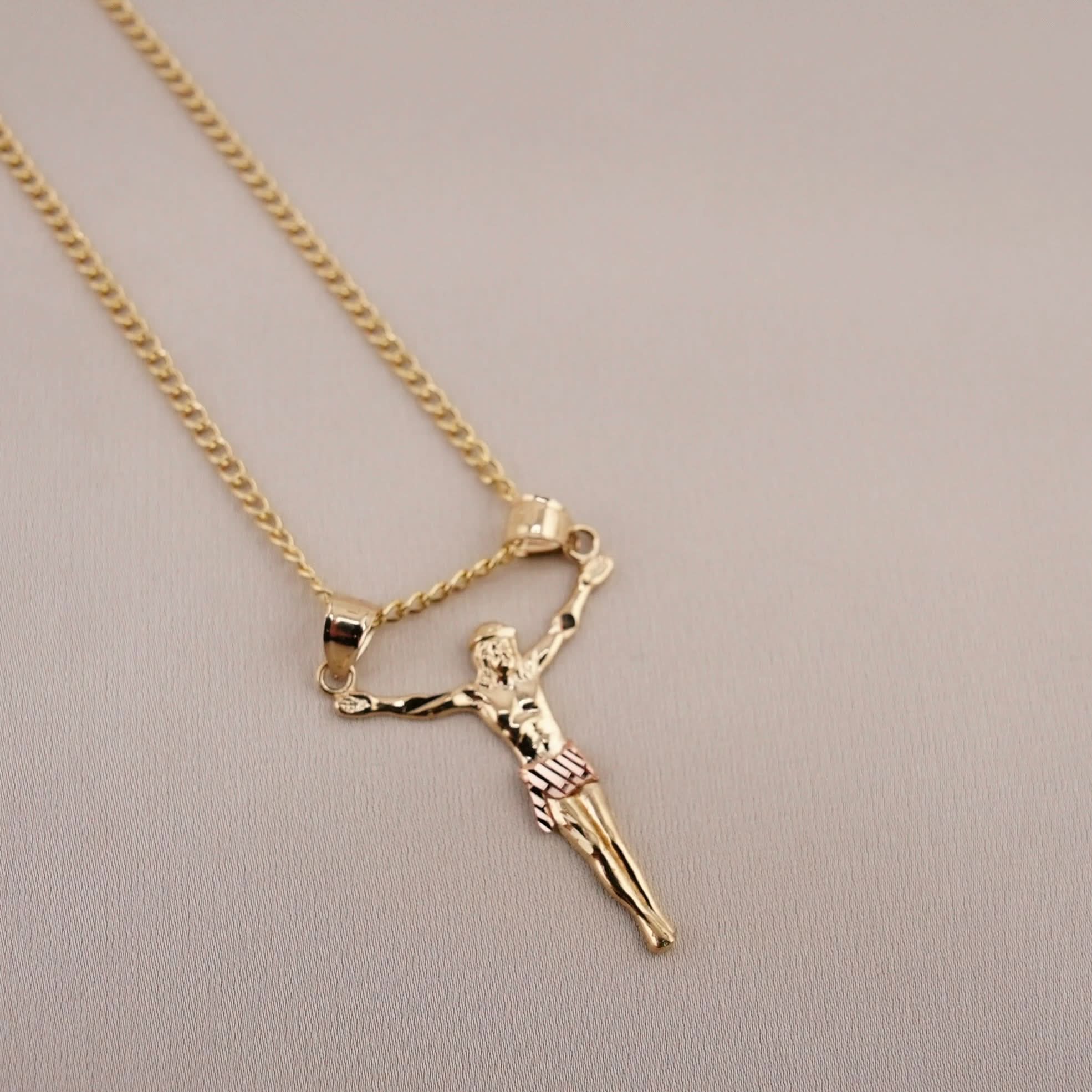 14k Gold Small Jesus Chain Set
