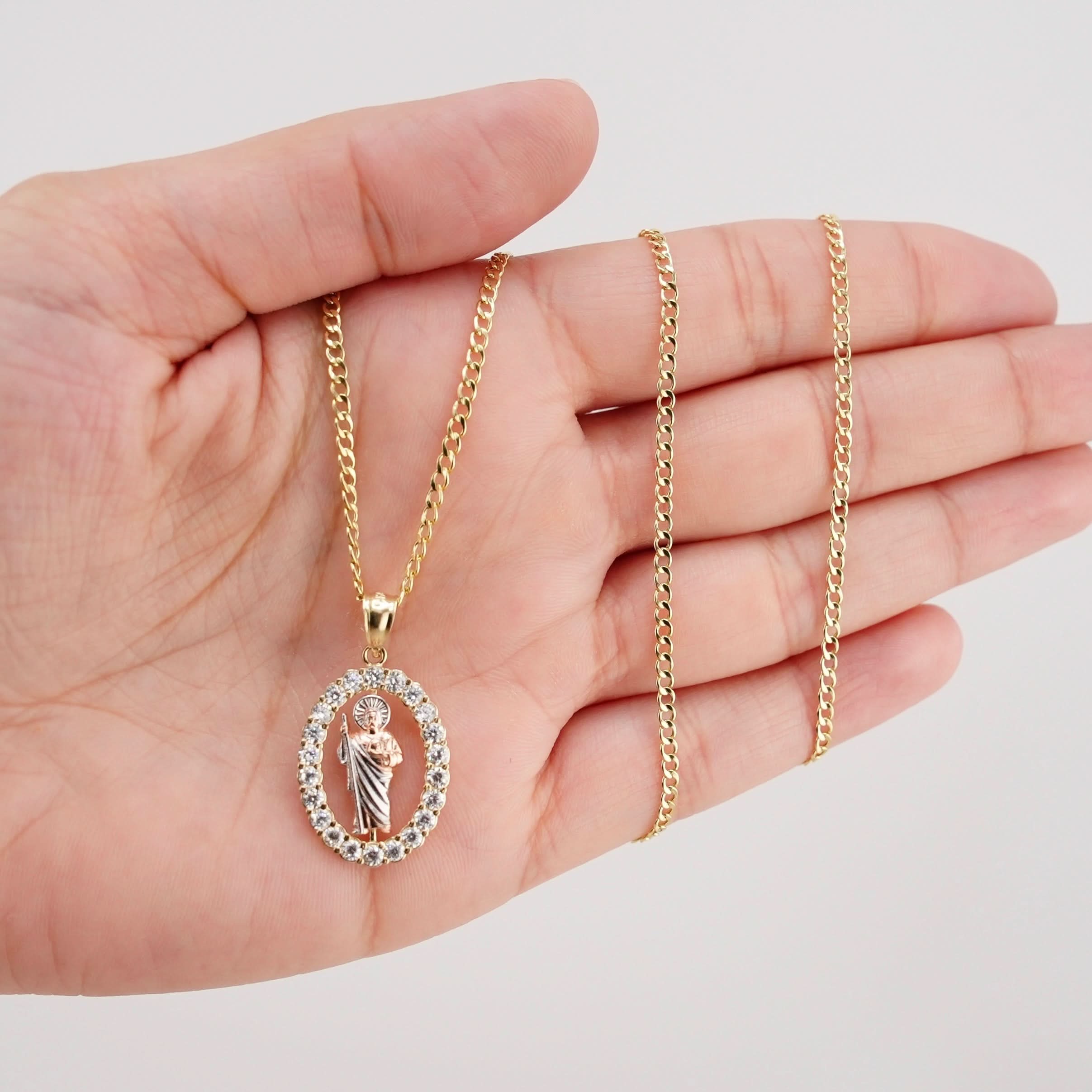 14k Gold San Judas Chain Set