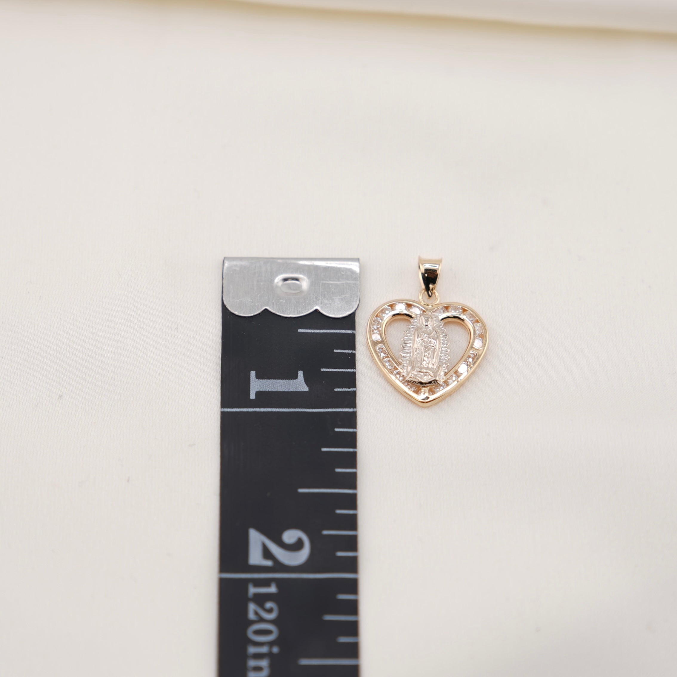 14k Gold Virgencita Heart Chain Set