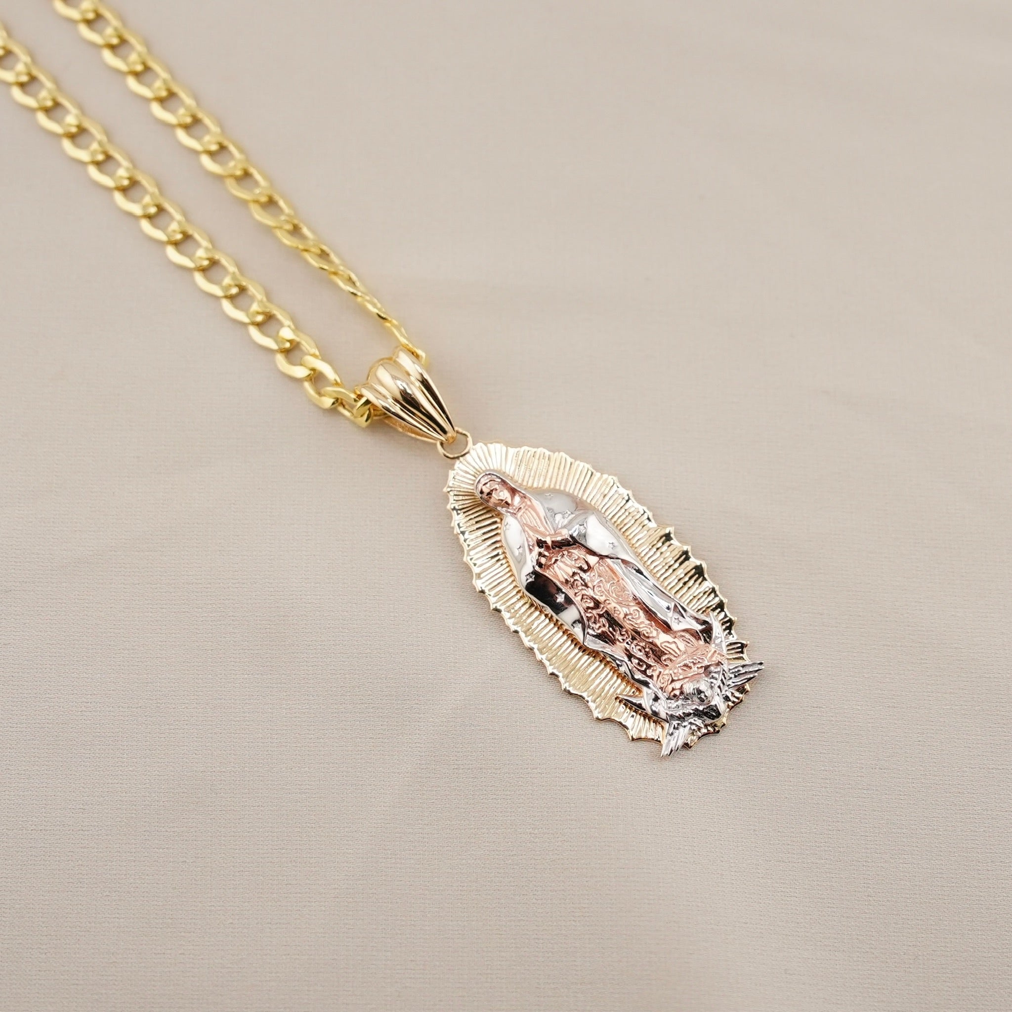 14k Gold Large Virgencita Chain Set