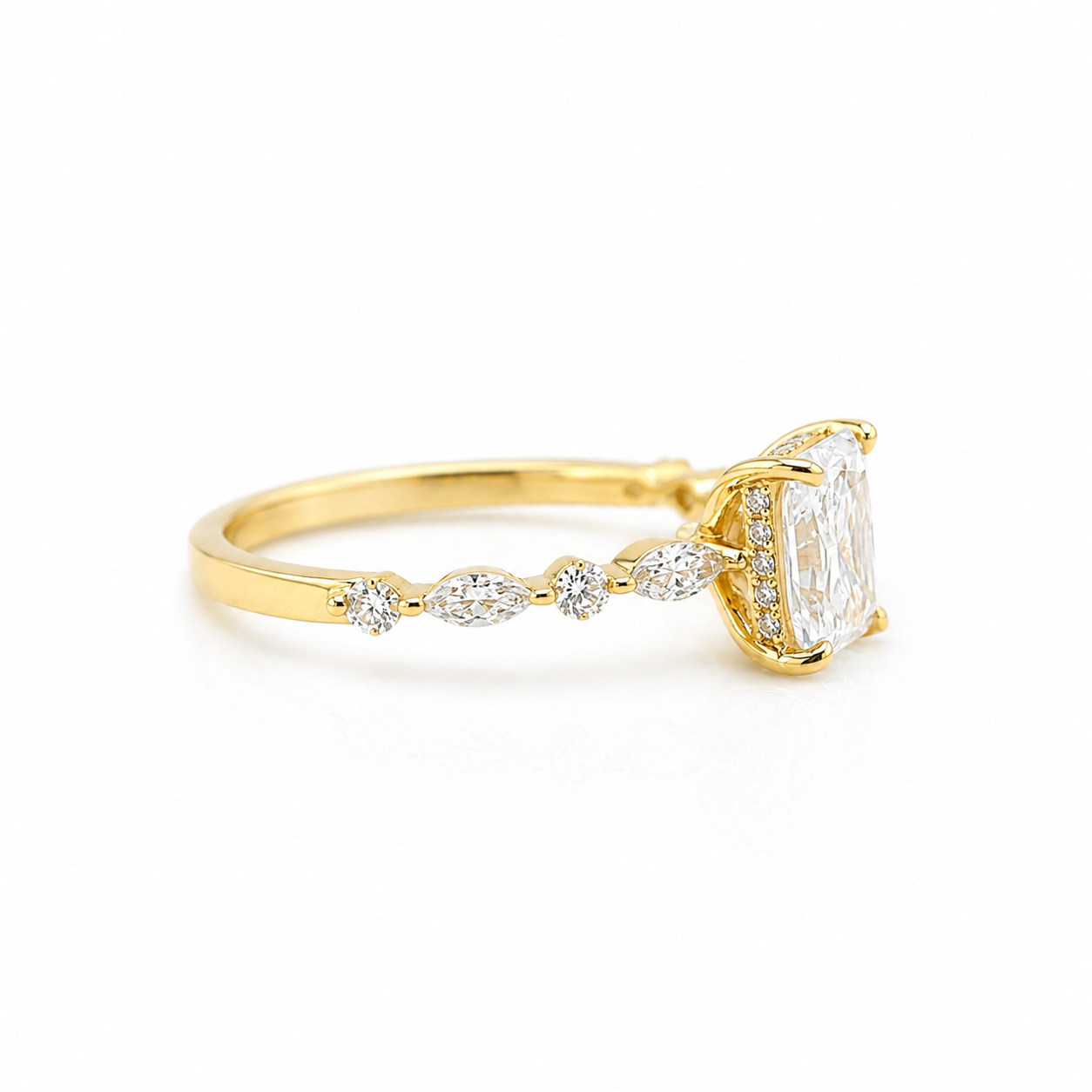 14k Gold Radiant Lab Diamond Ring 1.04ct