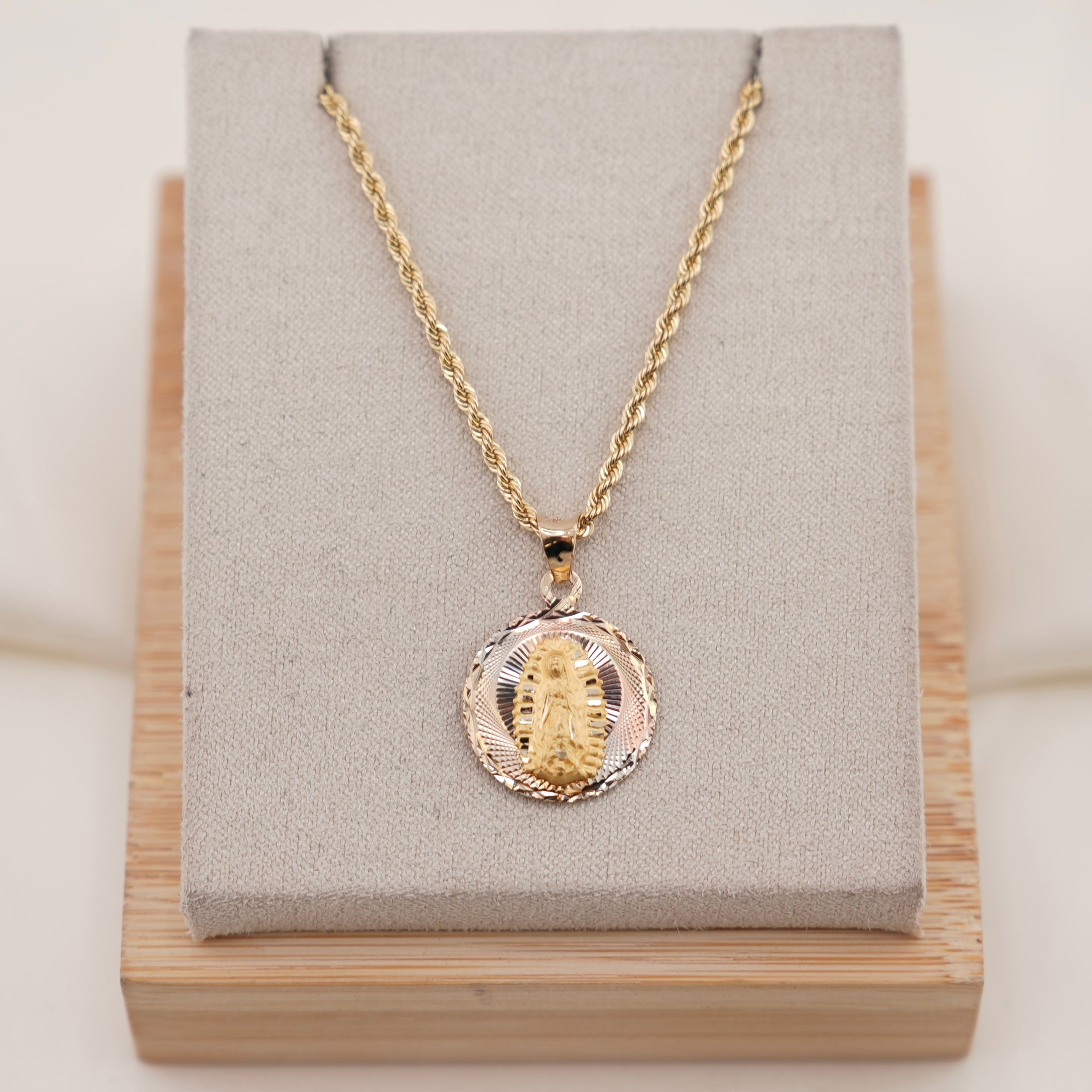 14k Gold Double Sided Virgencita/JesusChain Set