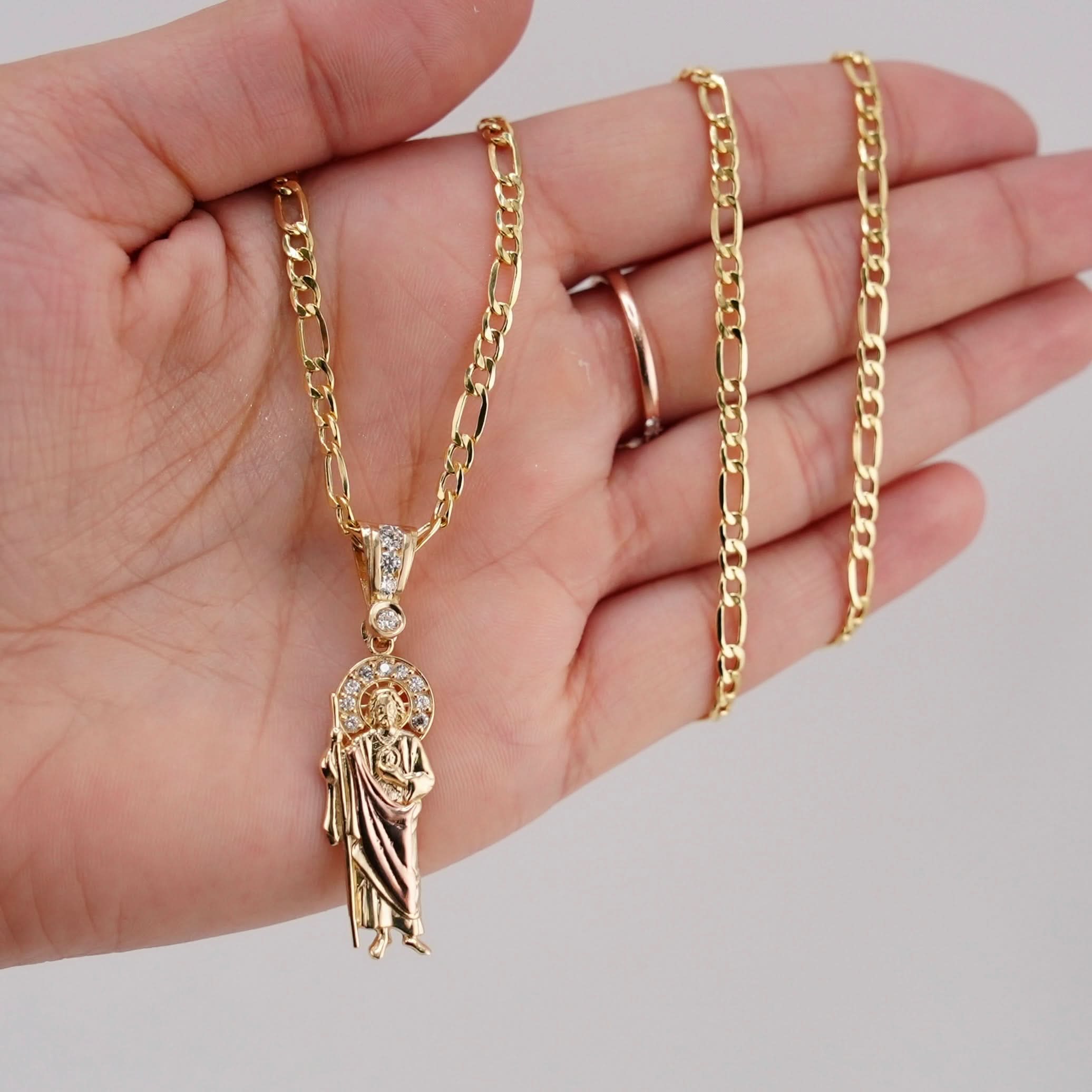 14k Gold Small San Judas Chain Set