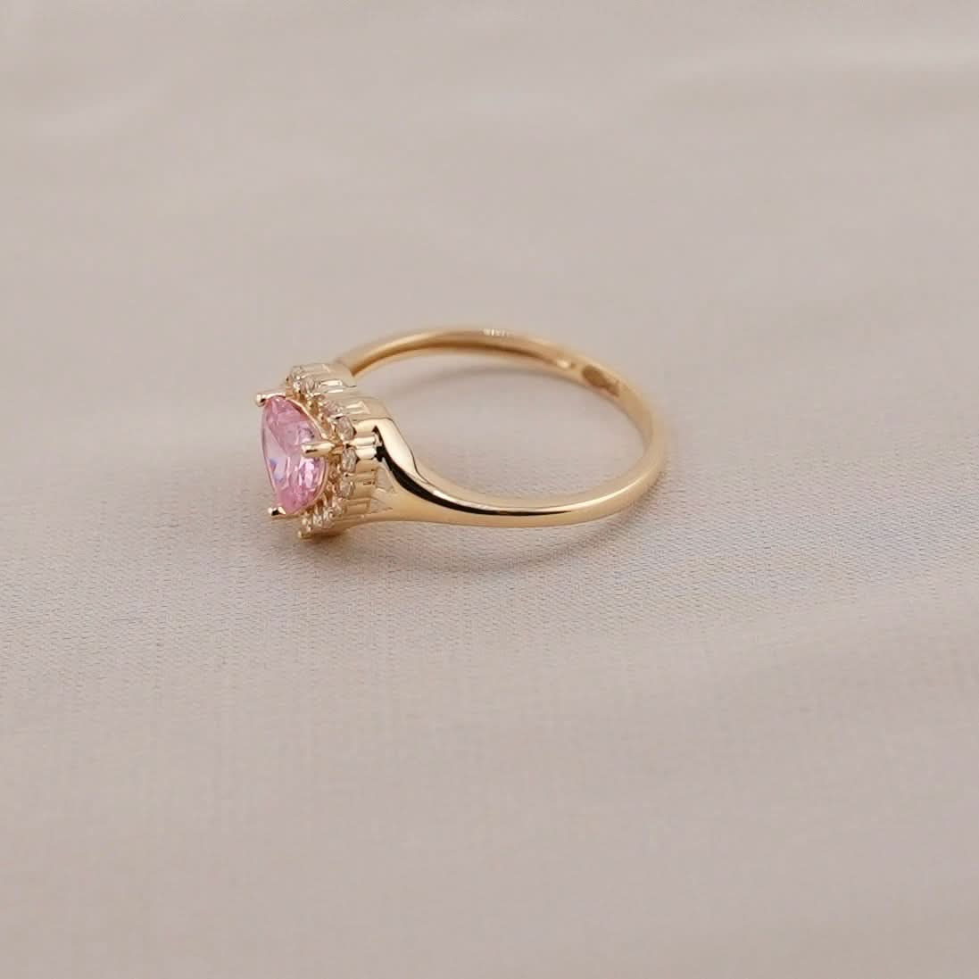 14k Gold Women’s Light Pink Heart Ring
