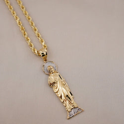 14k Gold Large San Judas Chain Set