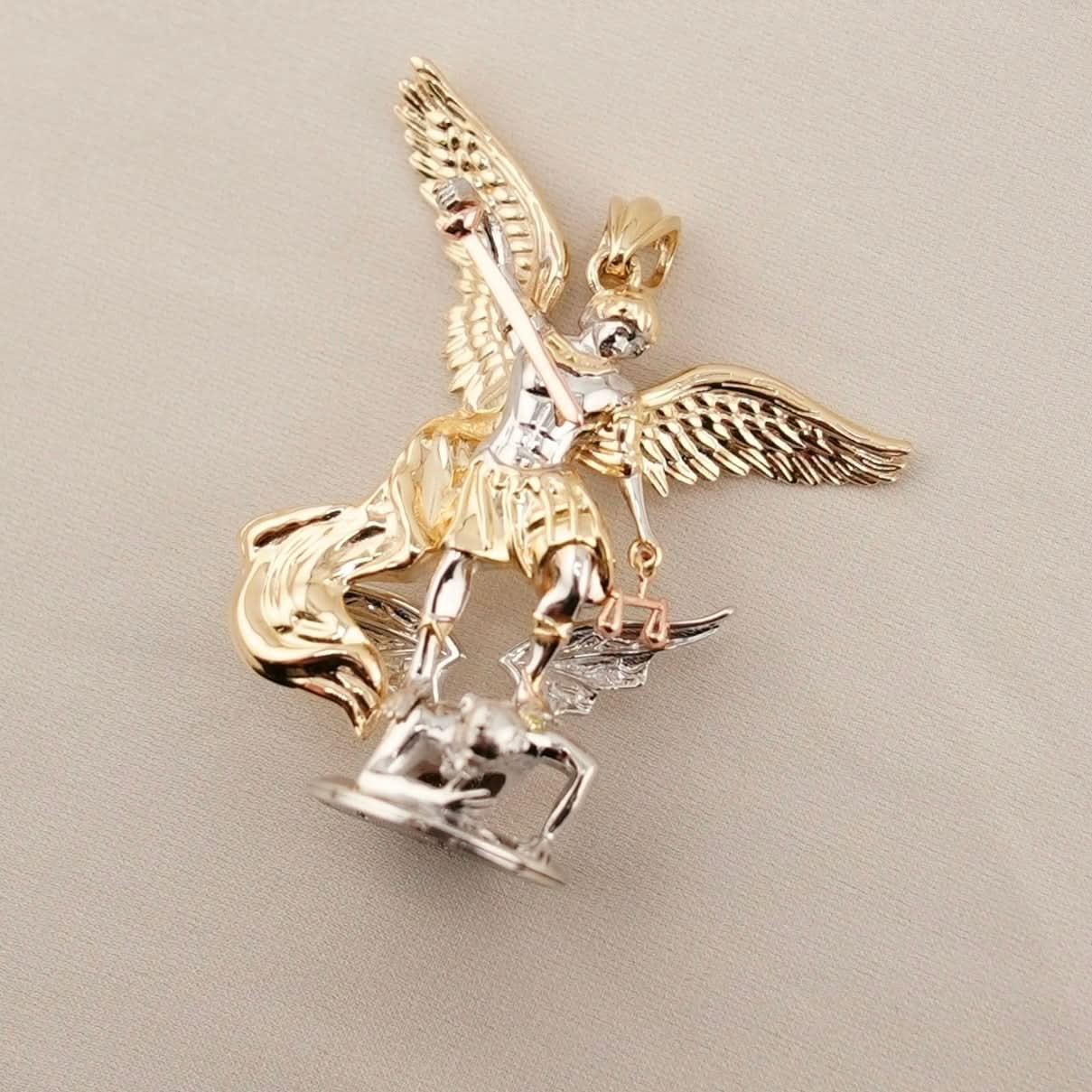 14k Gold Large Saint Michael Archangel Pendant