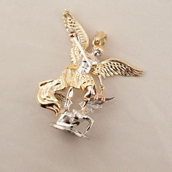 14k Gold Large Saint Michael Archangel Pendant