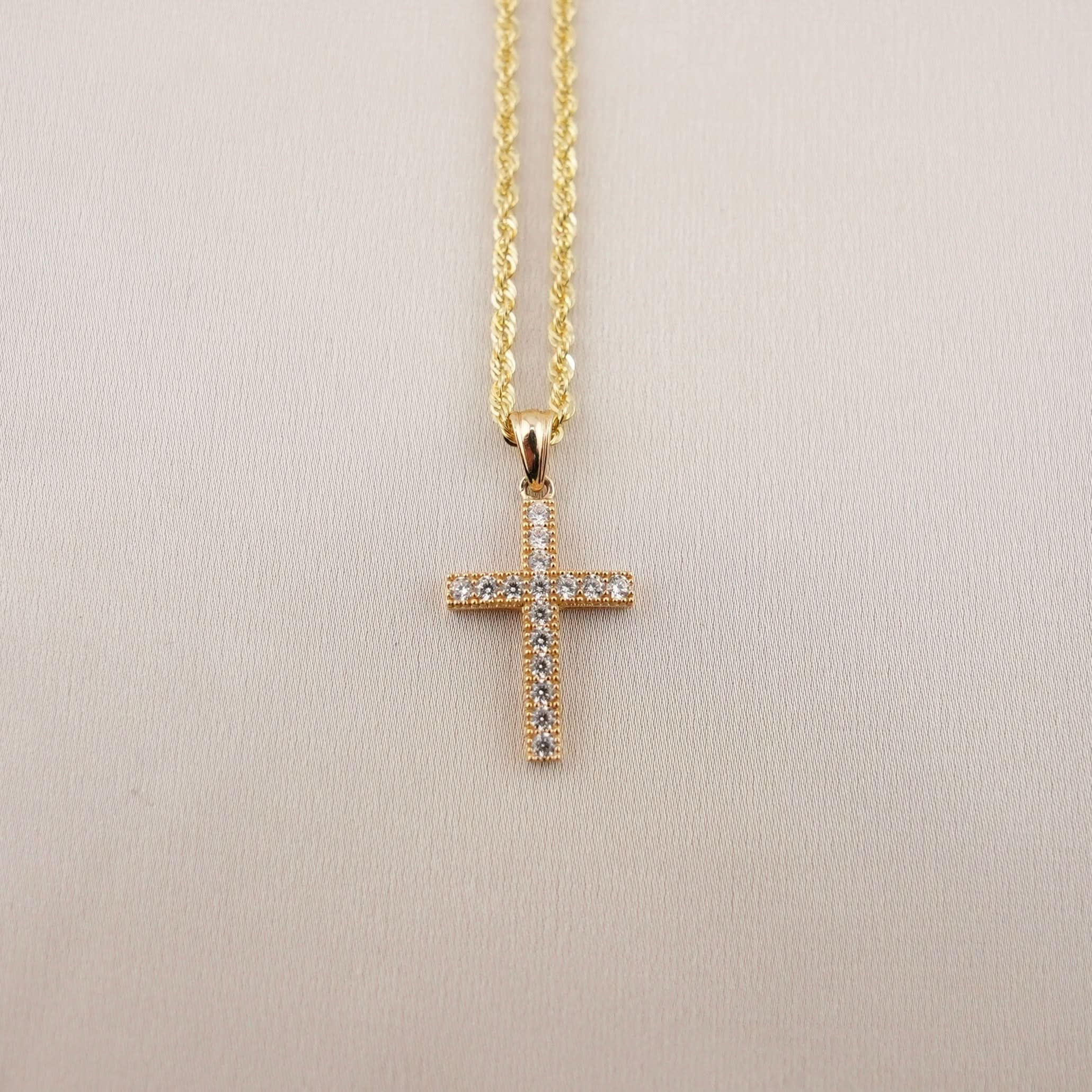 14k Gold Cross Chain Set