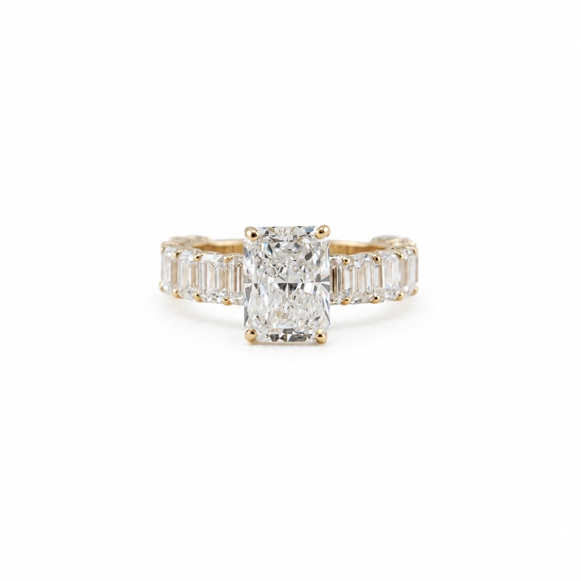14k Gold Radiant Lab Diamond Ring 3.10ct