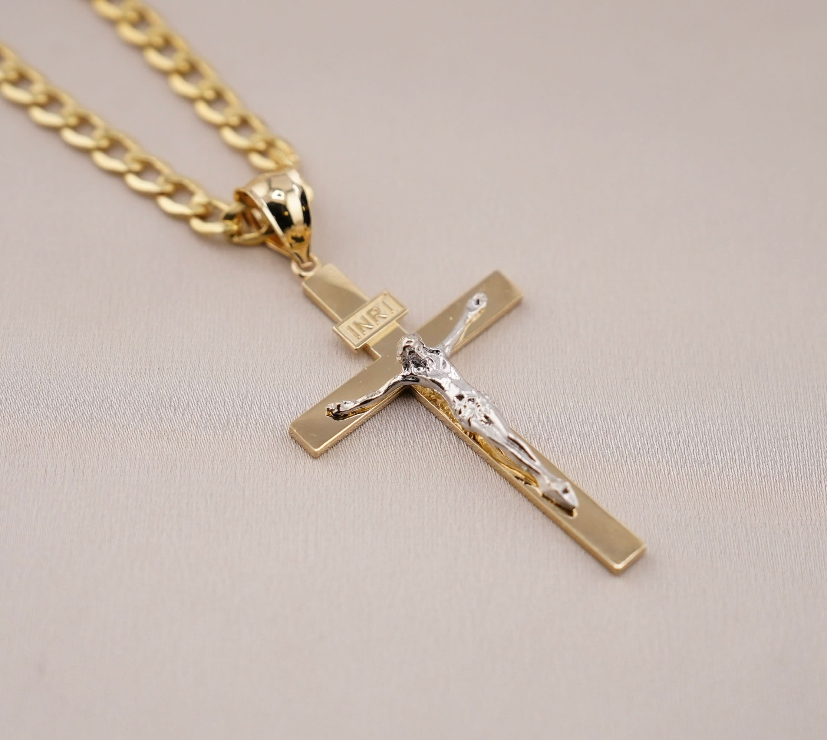14k Gold Cross Chain Set