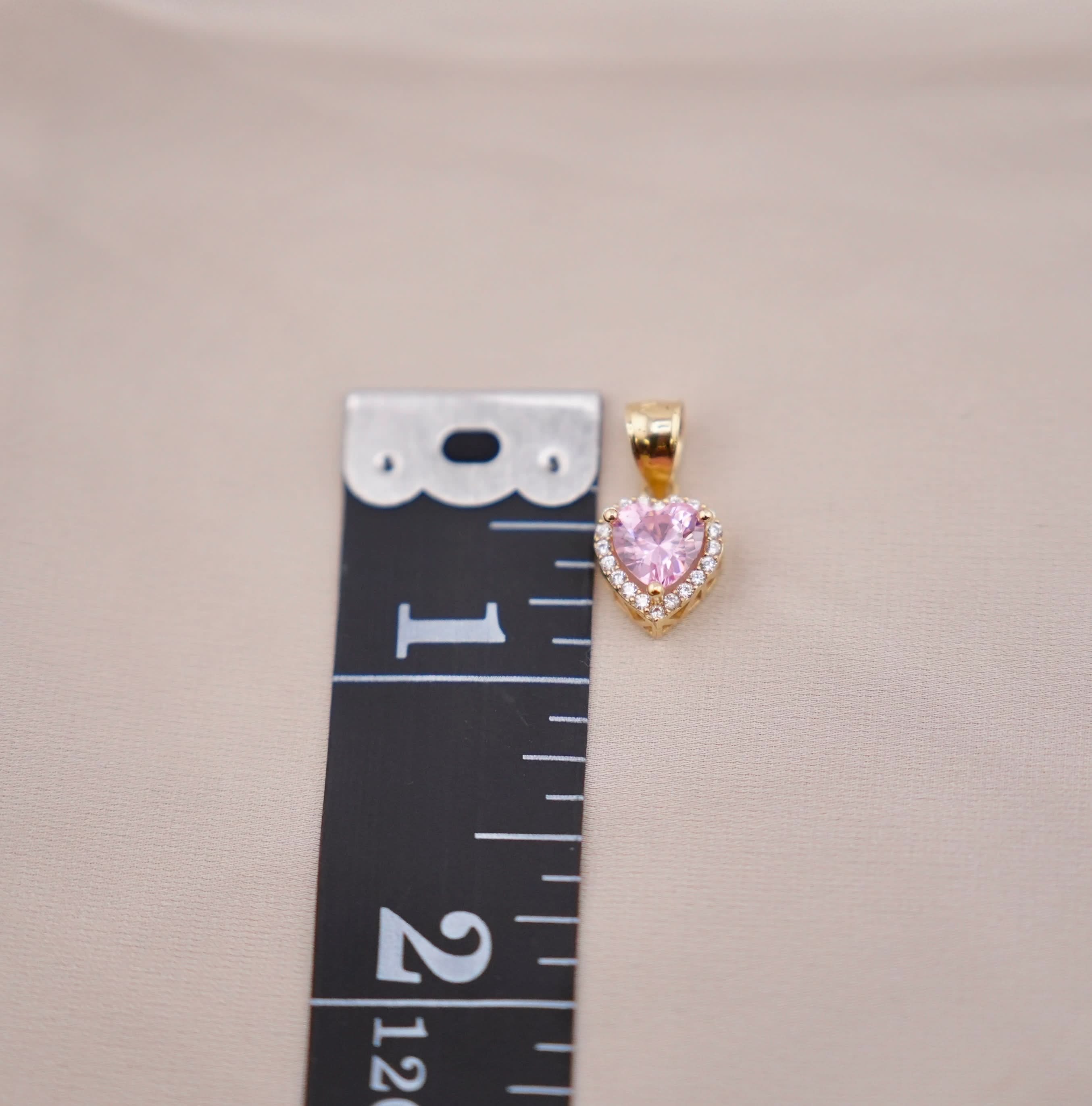 14k Gold Light Pink Heart Chain Set