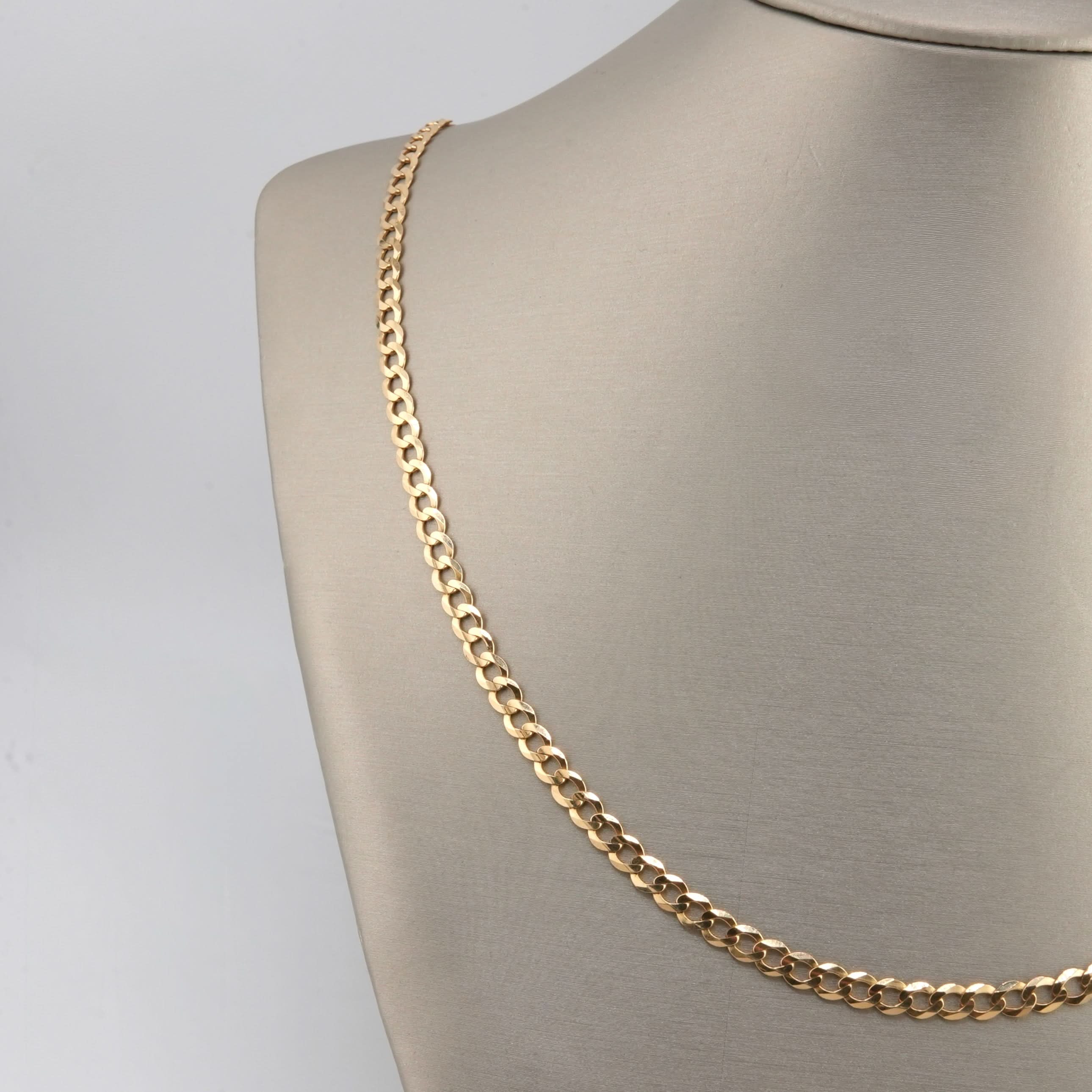 Regular Gold Chain 14k Gold Solid Curb Chain 4.5mm