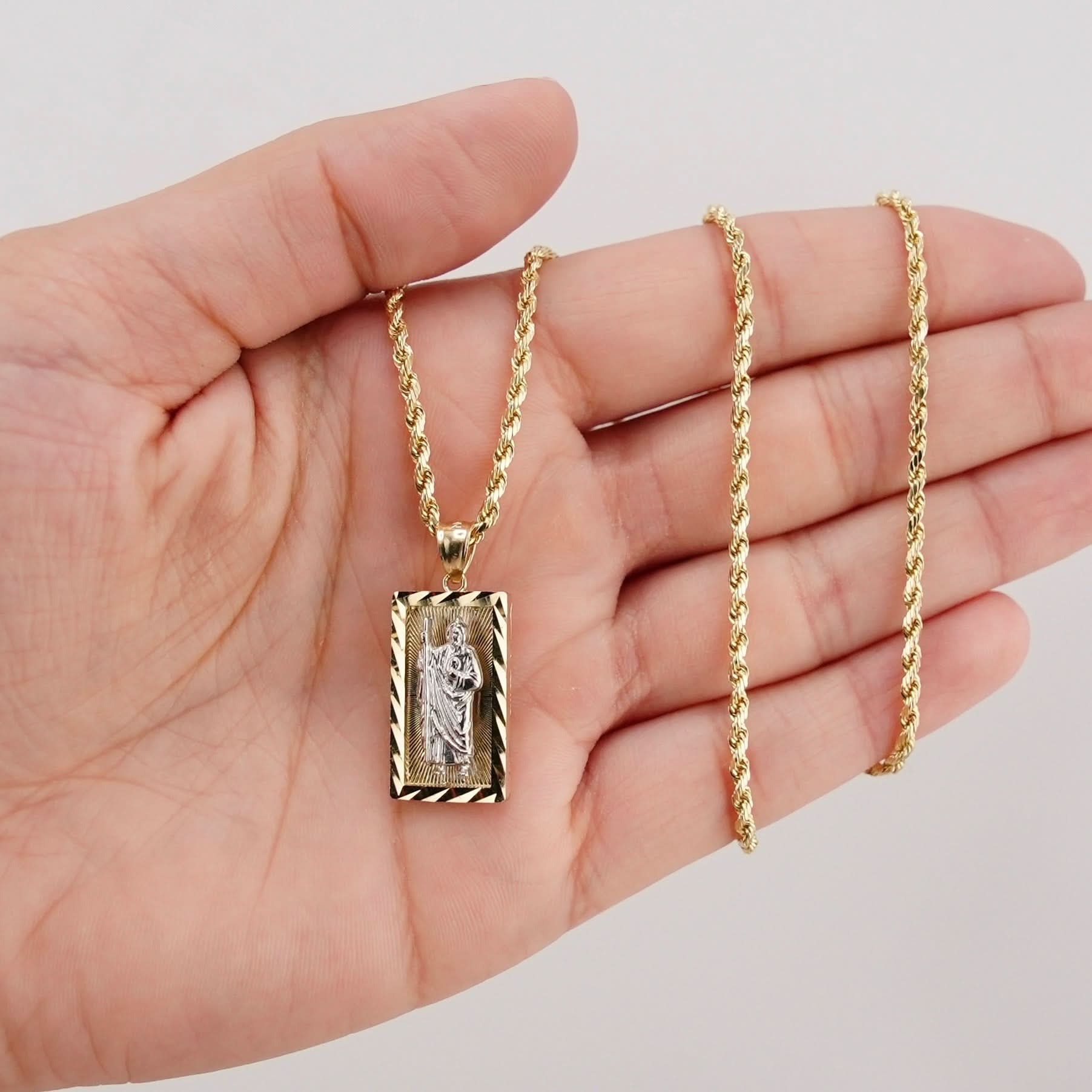 14k Gold San Judas Chain Set