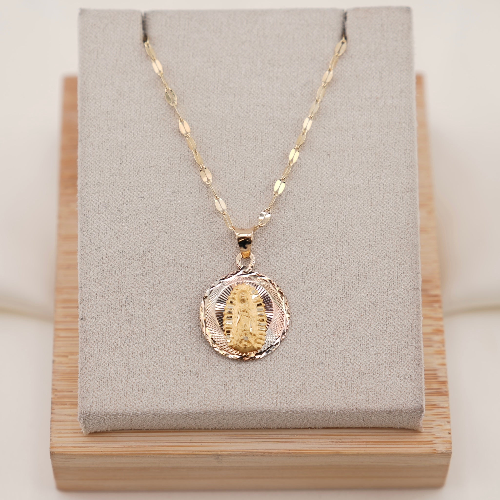 14k Gold Double Sided Virgencita/JesusChain Set