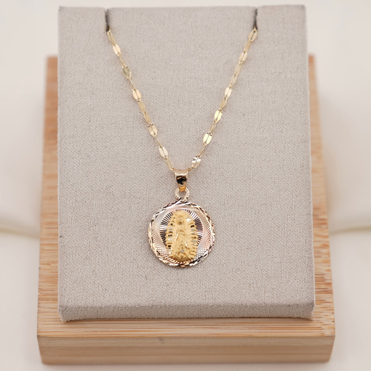 14k Gold Double Sided Virgencita/JesusChain Set