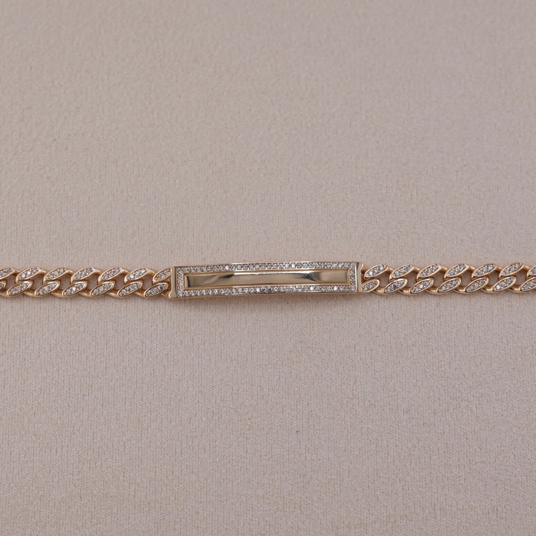 14k Gold Semi Solid Cuban ID Bracelet 5.5mm