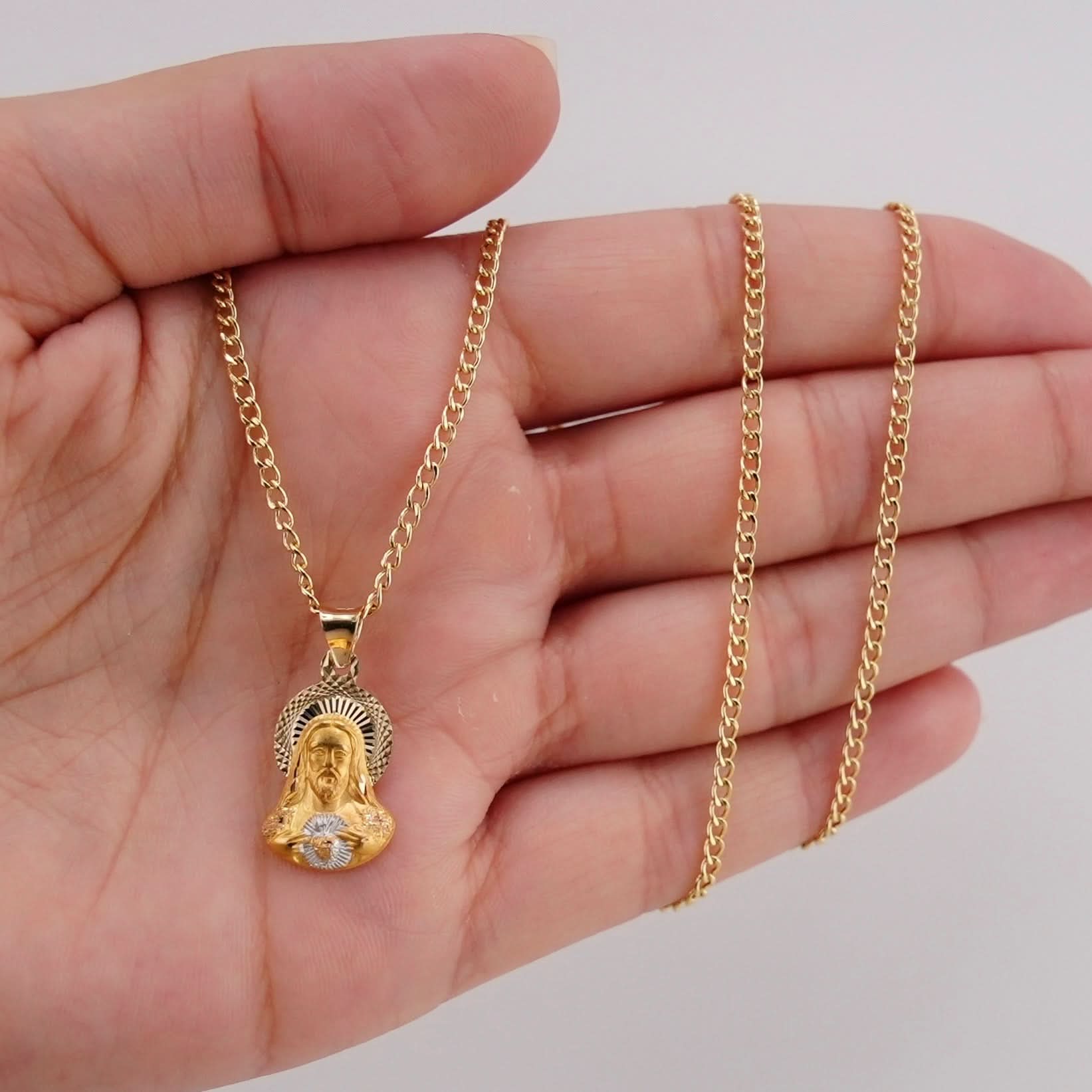 14k Gold Mini Jesus Chain Set