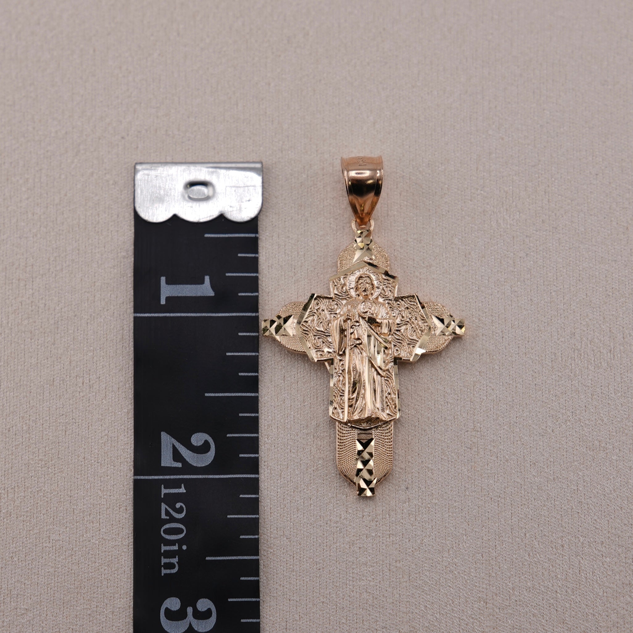 14k Gold Medium San Judas Cross Pendant