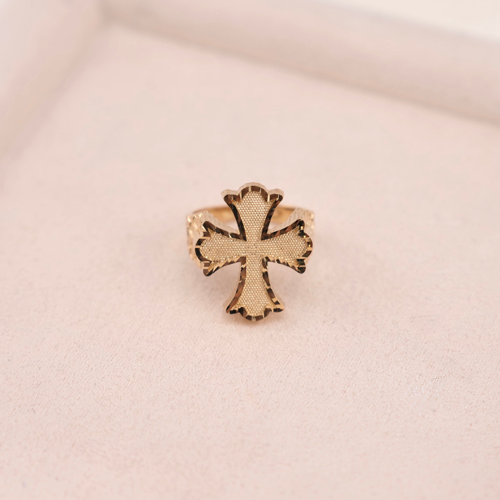 14k Gold Large Cross Nugget Ring