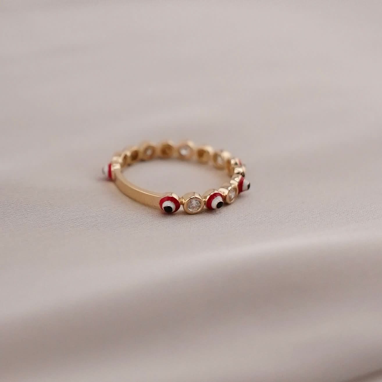 14k Gold Evil Eye Ring