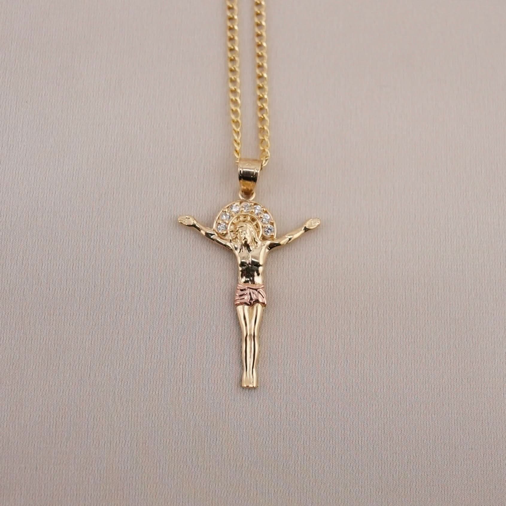 14k Gold Small Jesus Chain Set