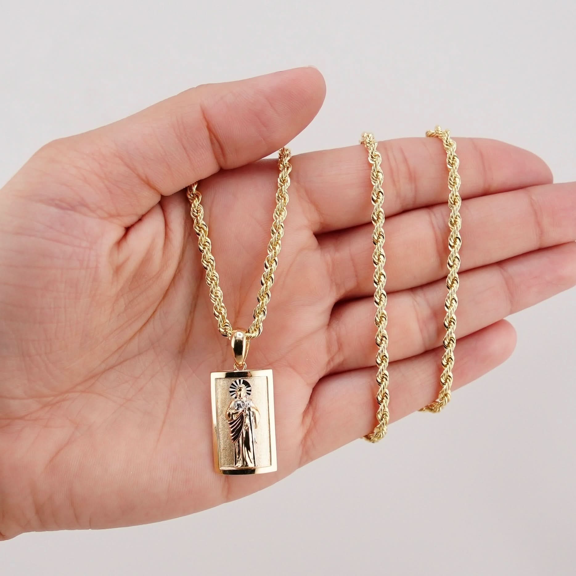 14k Gold San Judas Chain Set