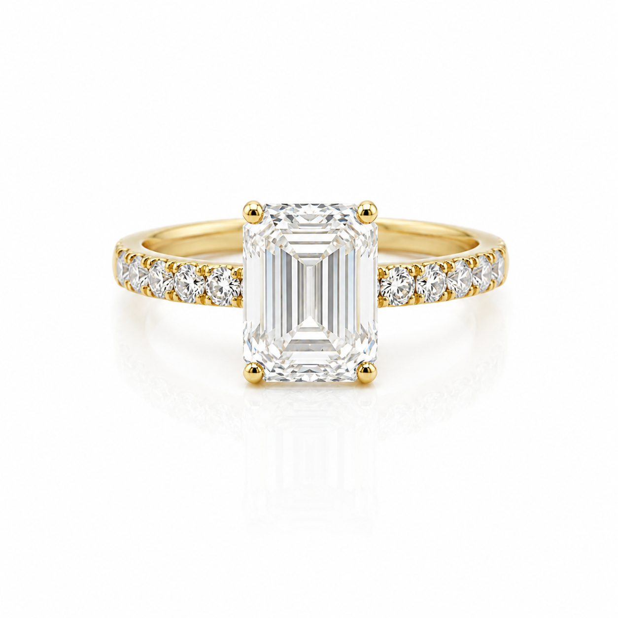 14k Gold Emerald Lab Diamond Ring 3.10ct