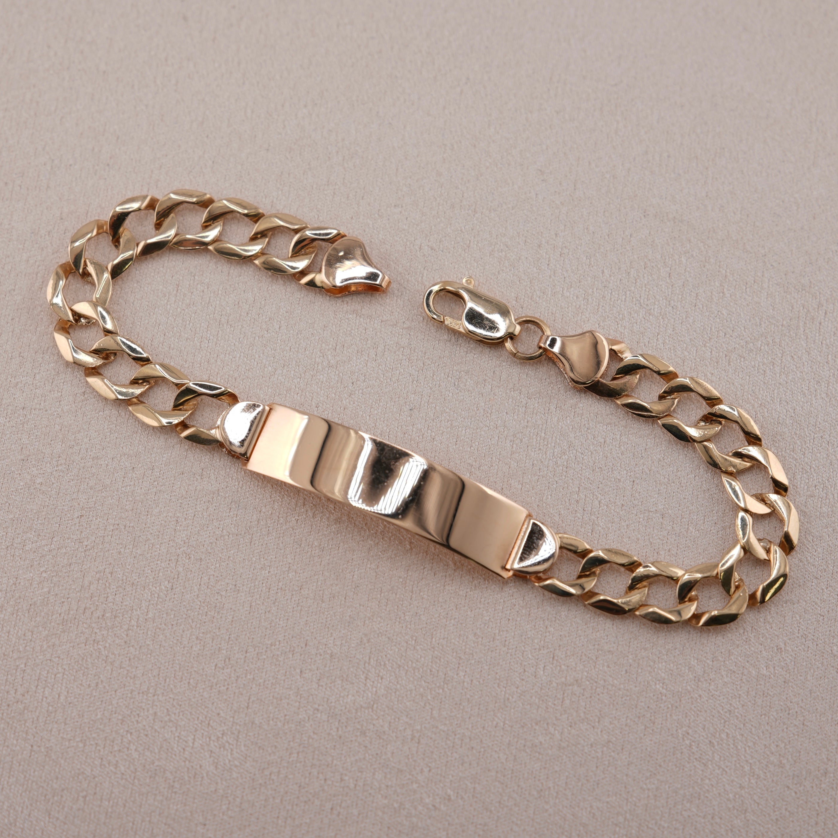 14k Gold Hollow Curb ID Bracelet