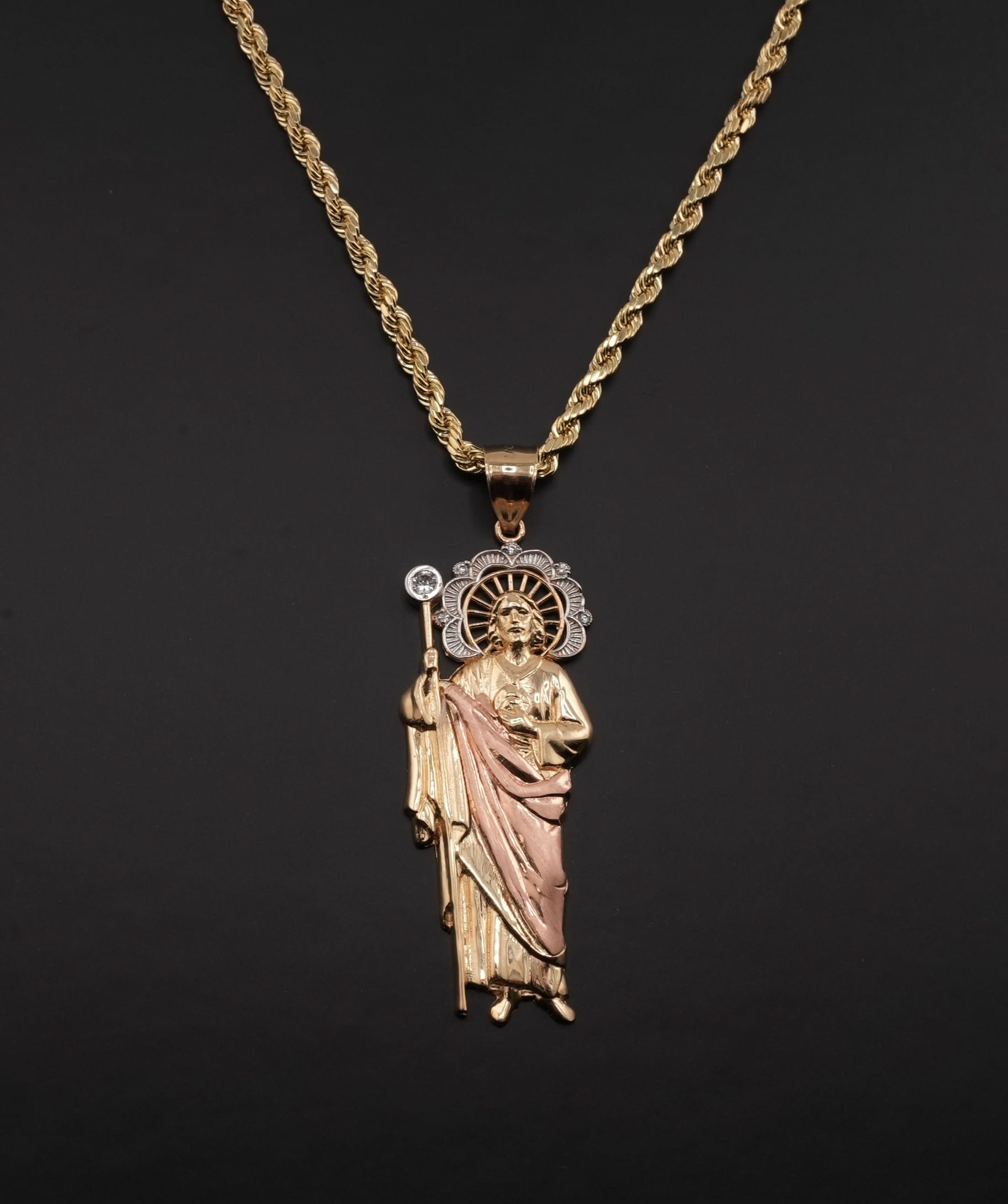 14K Gold Medium San Judas Chain Set