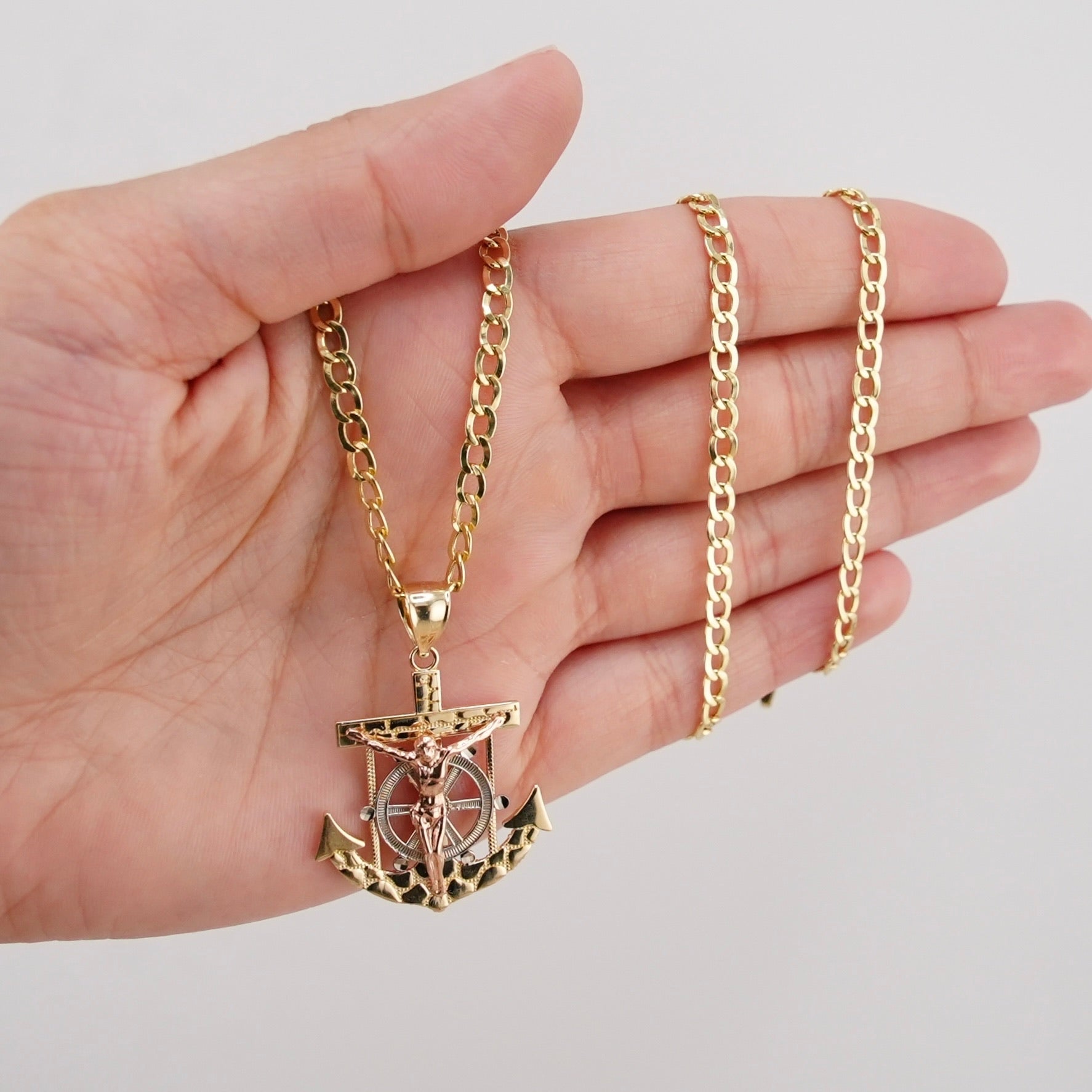 14k Gold Medium Nugget Anchor Chain Set