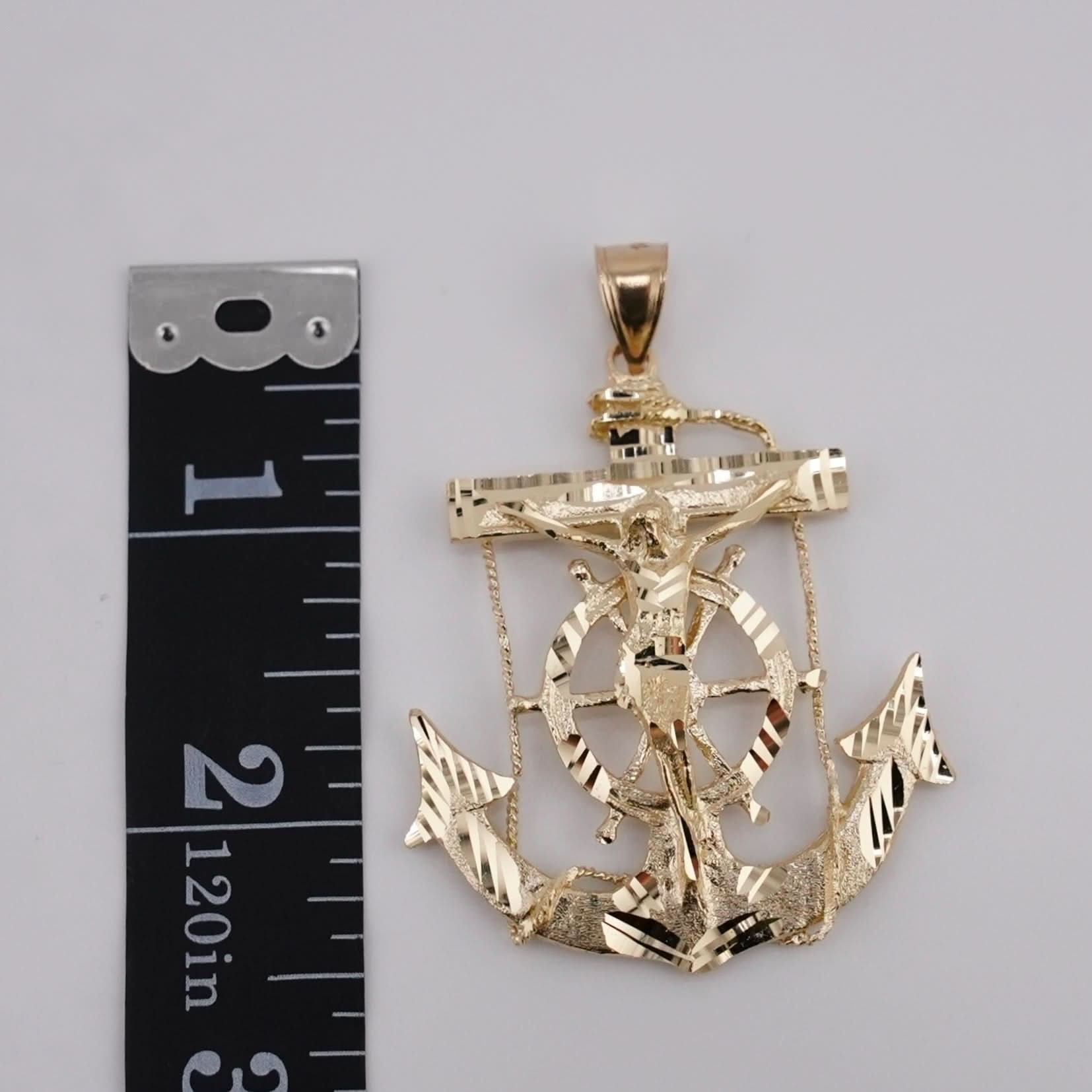 14k Gold Large Anchor Chain Set