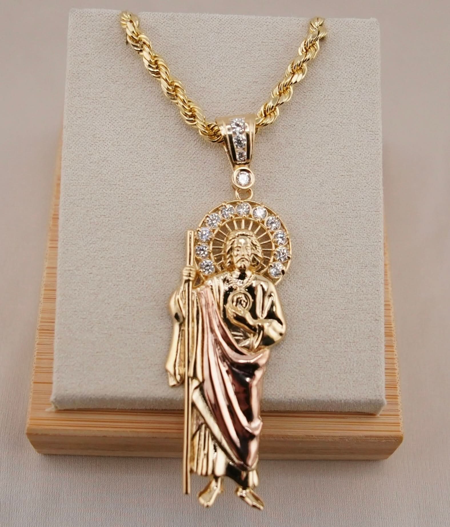 14k Gold Large San Judas Chain Set - Main Image